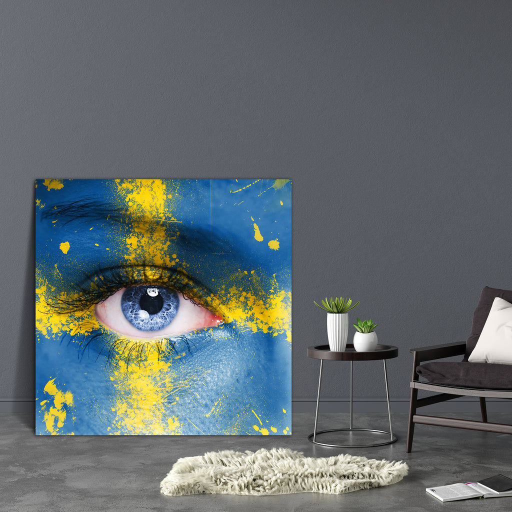 Sweden Flag Painted On Woman Face Canvas Painting Synthetic Frame-Paintings MDF Framing-AFF_FR-IC 5003023 IC 5003023, Adult, Black, Black and White, Countries, Culture, Ethnic, Flags, Individuals, People, Portraits, Signs, Signs and Symbols, Sports, Symbols, Traditional, Tribal, World Culture, sweden, flag, painted, on, woman, face, canvas, painting, synthetic, frame, alone, background, beautiful, casual, cheerful, closeup, country, european, eye, fan, female, football, freedom, human, looking, man, nation,