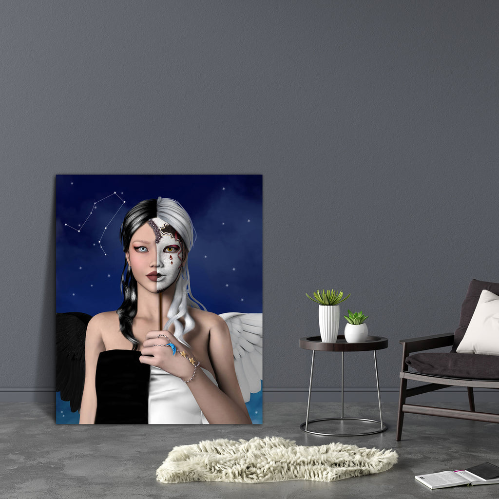 Zodiac Series Gemini D1 Canvas Painting Synthetic Frame-Paintings MDF Framing-AFF_FR-IC 5003049 IC 5003049, Art and Paintings, Astrology, Birthday, Black, Black and White, Digital, Digital Art, Drawing, Fashion, Graphic, Horoscope, Illustrations, Individuals, People, Portraits, Signs, Signs and Symbols, Sun Signs, Symbols, White, Zodiac, series, gemini, d1, canvas, painting, synthetic, frame, air, angel, art, artistic, beautiful, beauty, camouflage, carnival, character, constellations, creative, demon, desi