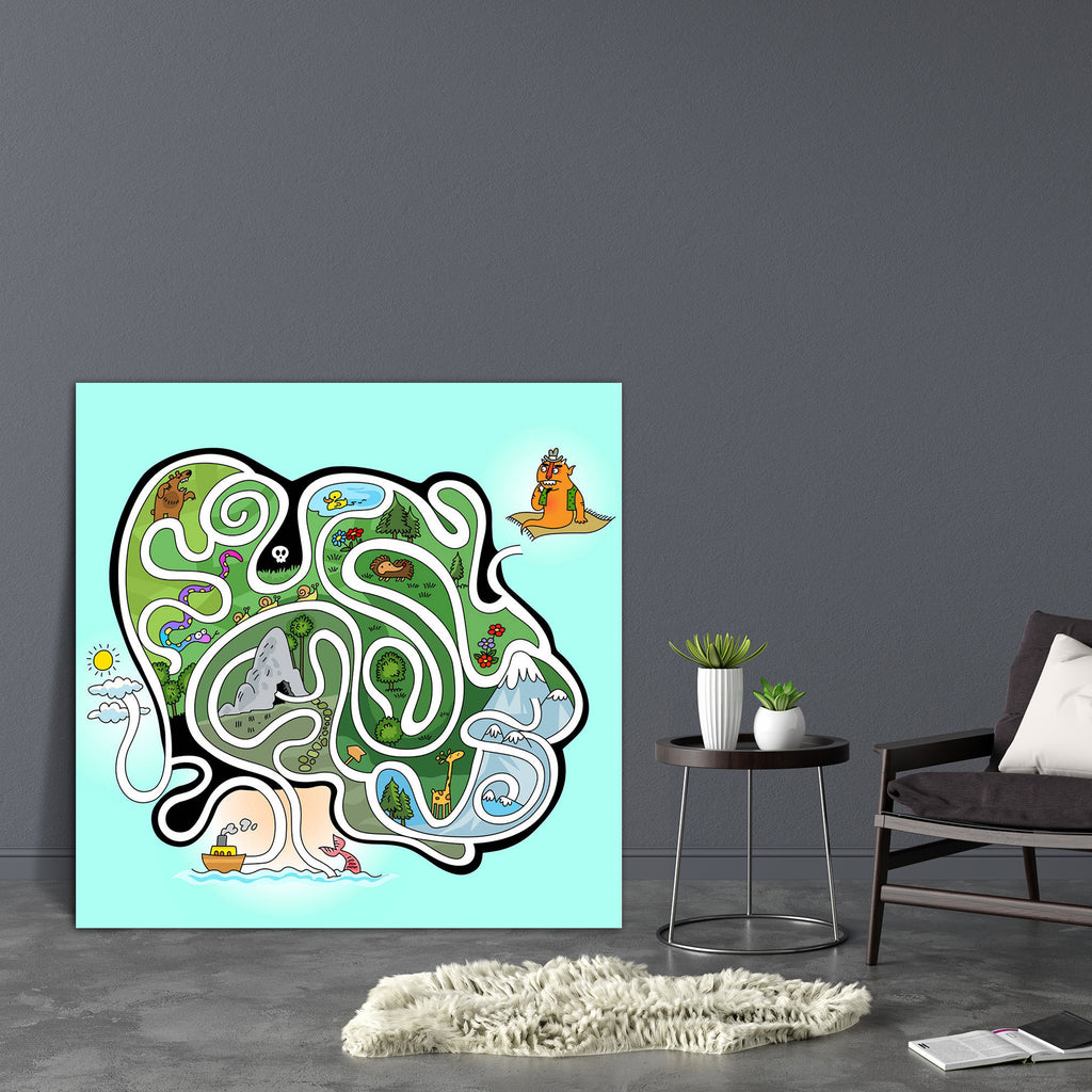 Maze Game For Kids Canvas Painting Synthetic Frame-Paintings MDF Framing-AFF_FR-IC 5003057 IC 5003057, Abstract Expressionism, Abstracts, Animals, Animated Cartoons, Art and Paintings, Baby, Black and White, Boats, Caricature, Cartoons, Children, Comedy, Education, Entertainment, Humor, Humour, Illustrations, Kids, Maps, Mermaid, Mountains, Nautical, Pets, Schools, Semi Abstract, Signs, Signs and Symbols, Sports, Universities, White, maze, game, for, canvas, painting, synthetic, frame, treasure, map, abstra