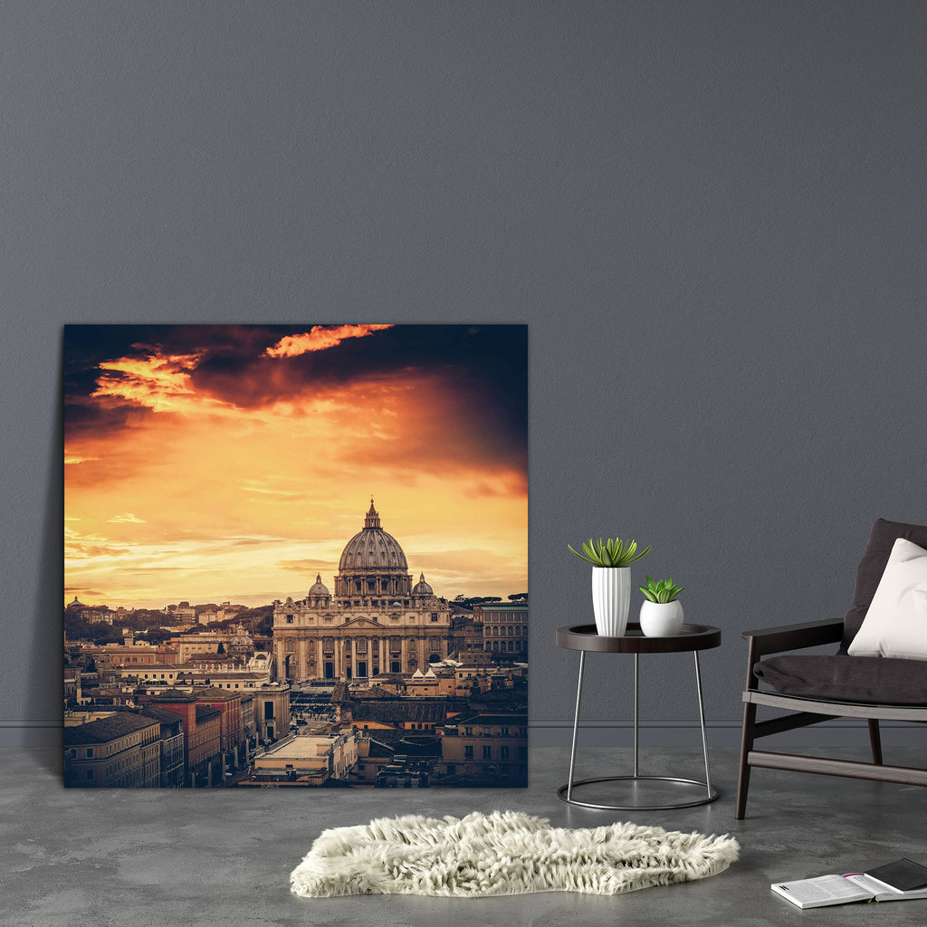 Cathedral Rome Paining St. Peter's Cathedral in Rome, Italy Canvas Painting Synthetic Frame ...