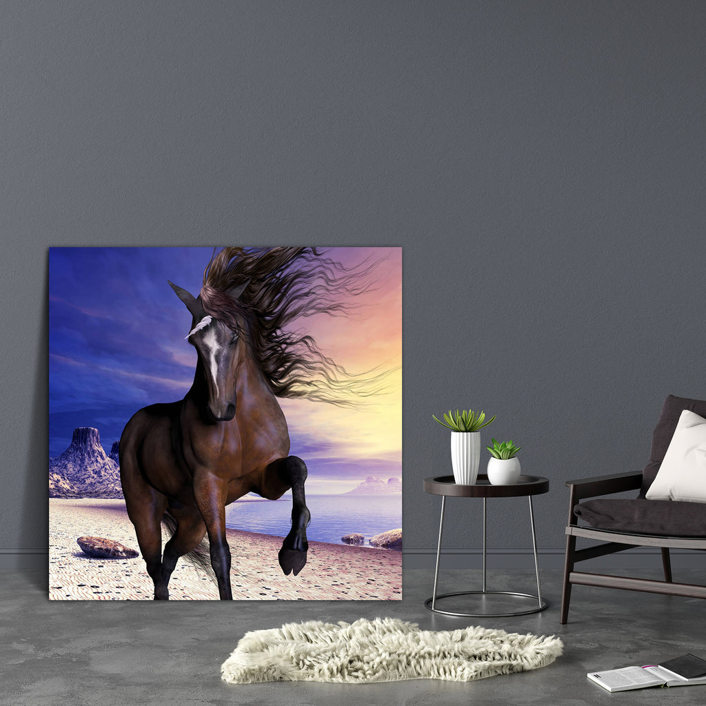 Mahogony Bay Unicorn Canvas Painting Synthetic Frame-Paintings MDF Framing-AFF_FR-IC 5003075 IC 5003075, Animals, Fantasy, Illustrations, mahogony, bay, unicorn, canvas, painting, synthetic, frame, animal, beach, beast, brute, buck, charger, creature, doe, equine, fable, fairytale, fawn, filly, foal, folklore, forest, trees, herd, horn, horse, horsepower, illustration, image, livestock, magic, magical, mammal, mare, mount, myth, mythology, picture, stag, stallion, steed, tale, wild, artzfolio, wall decor fo