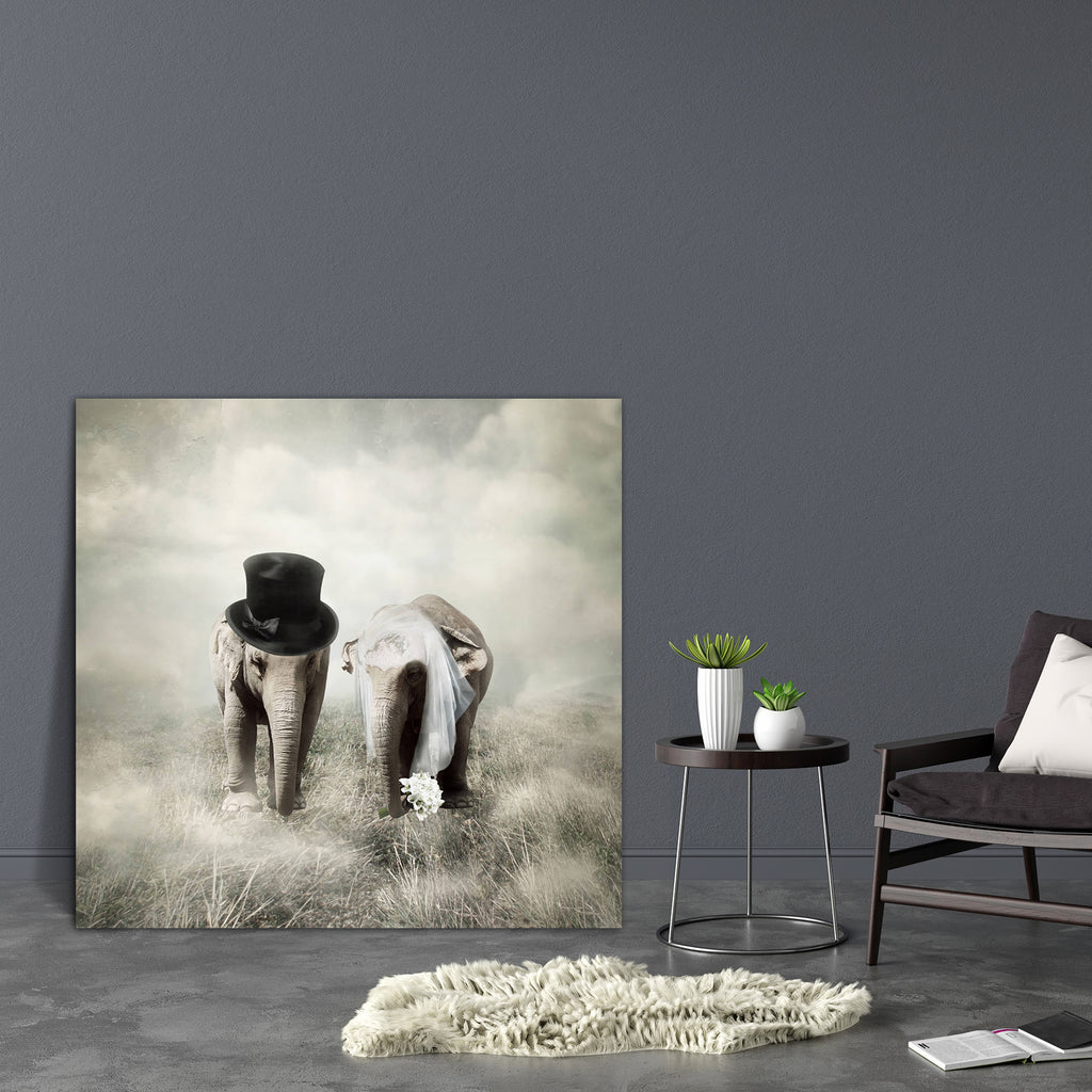 Elephant Getting Married In Twenties Style Canvas Painting Synthetic Frame-Paintings MDF Framing-AFF_FR-IC 5003081 IC 5003081, Ancient, Animals, Art and Paintings, Collages, Conceptual, Fantasy, Historical, Illustrations, Landscapes, Love, Medieval, Realism, Romance, Scenic, Surrealism, Vintage, Wedding, elephant, getting, married, in, twenties, style, canvas, painting, synthetic, frame, street, art, animal, artistic, background, beautiful, bouquet, clod, collage, composition, concept, couple, creativity, c