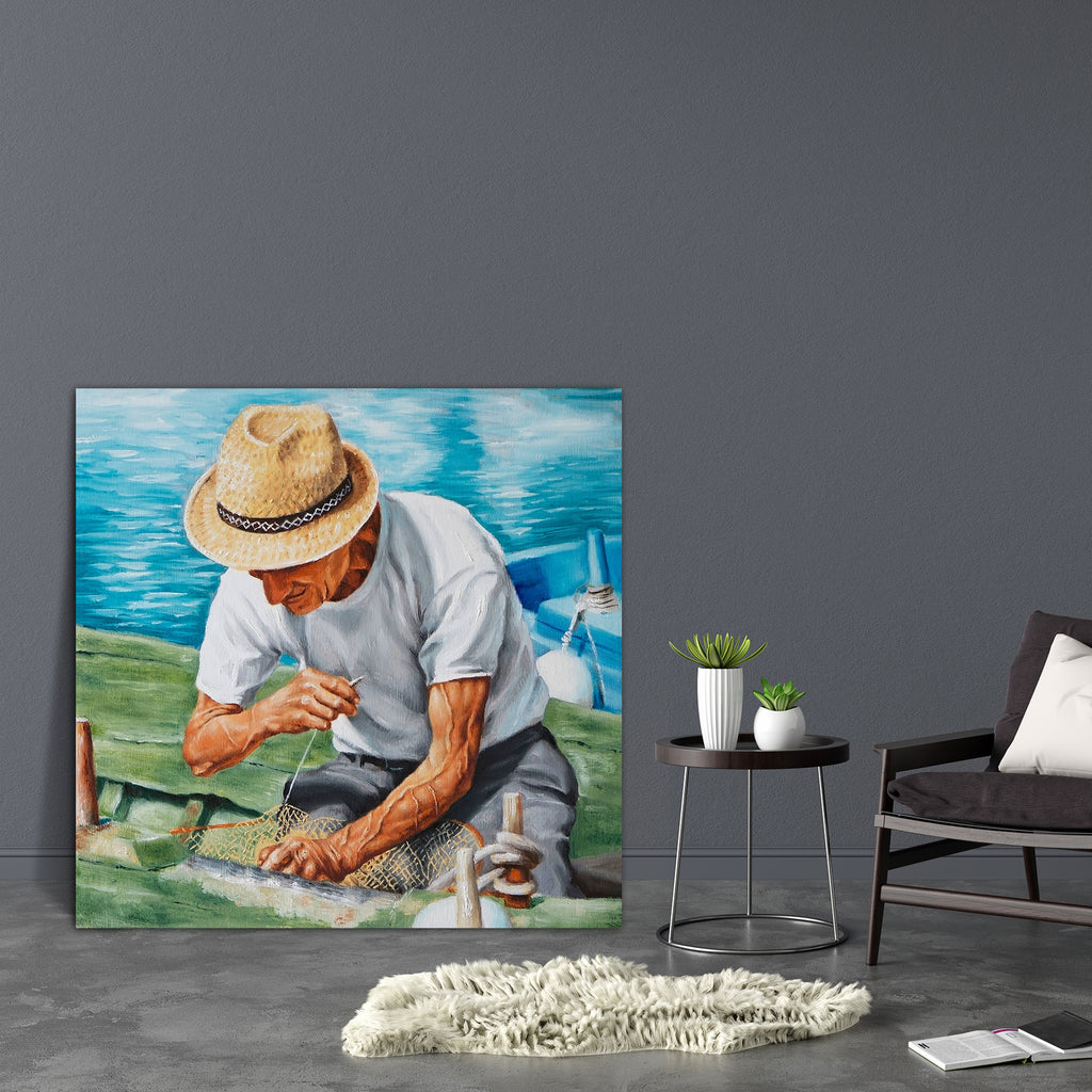 Fisherman & His Fishing Net Canvas Painting Synthetic Frame-Paintings MDF Framing-AFF_FR-IC 5003085 IC 5003085, Art and Paintings, Hobbies, Paintings, People, fisherman, his, fishing, net, canvas, painting, synthetic, frame, art, artist, brush, color, colors, easel, hobby, indoors, man, oil, paint, painter, palette, talent, under, artzfolio, wall decor for living room, wall frames for living room, frames for living room, wall art, canvas painting, wall frame, scenery, panting, paintings for living room, fra