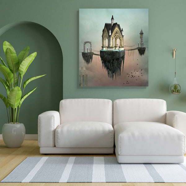 Fantasy Village D1 Canvas Painting Synthetic Frame-Paintings MDF Framing-AFF_FR-IC 5003097 IC 5003097, Ancient, Architecture, Art and Paintings, Birds, Fantasy, Gothic, Historical, Illustrations, Landscapes, Medieval, Scenic, Surrealism, Vintage, village, d1, canvas, painting, for, bedroom, living, room, engineered, wood, frame, action, arc, art, beautiful, bizarre, bridge, building, clouds, columns, doorway, elf, fairy, tale, fairytale, fly, home, house, illustration, imagination, landscape, magic, magicia