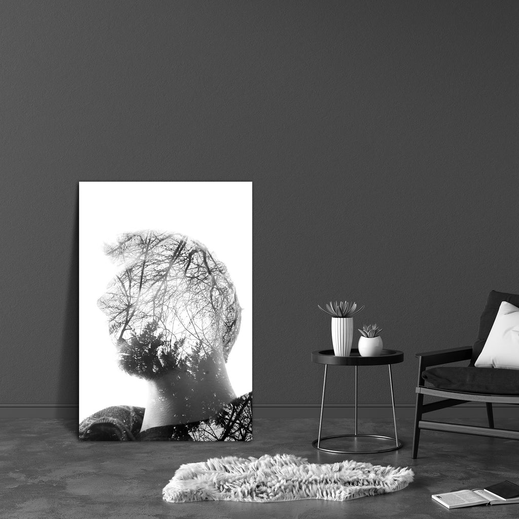 Man's Face Staring & Pondering In Wonder D1 Canvas Painting Synthetic Frame-Paintings MDF Framing-AFF_FR-IC 5003104 IC 5003104, Abstract Expressionism, Abstracts, Black and White, Botanical, Conceptual, Floral, Flowers, Individuals, Nature, Portraits, Scenic, Semi Abstract, Spiritual, White, man's, face, staring, pondering, in, wonder, d1, canvas, painting, synthetic, frame, double, exposure, abstract, artistic, branches, calm, creative, eco, effect, environment, head, human, isolated, leafs, leaves, male, 
