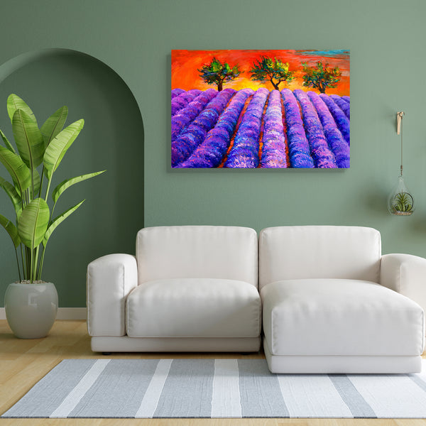 Lavender Fields & Trees Canvas Painting Synthetic Frame-Paintings MDF Framing-AFF_FR-IC 5003150 IC 5003150, Abstract Expressionism, Abstracts, Art and Paintings, Botanical, Floral, Flowers, Illustrations, Impressionism, Japanese, Landscapes, Modern Art, Nature, Paintings, Rural, Scenic, Seasons, Semi Abstract, Signs, Signs and Symbols, Sunsets, lavender, fields, trees, canvas, painting, for, bedroom, living, room, engineered, wood, frame, abstract, acrylic, art, artistic, background, beautiful, blue, bright