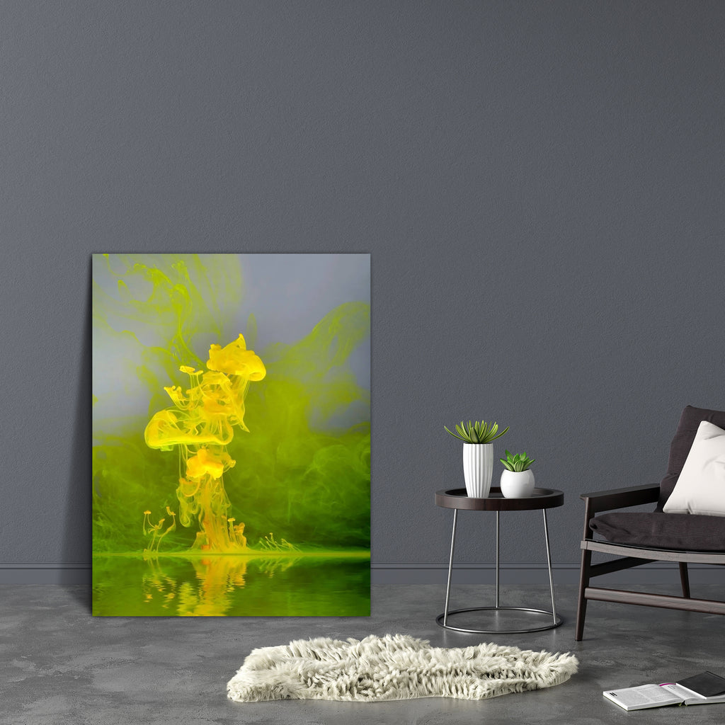 Abstract Floating Yellow Color Canvas Painting Synthetic Frame - Paintings MDF Framing - ArtzFolio.com