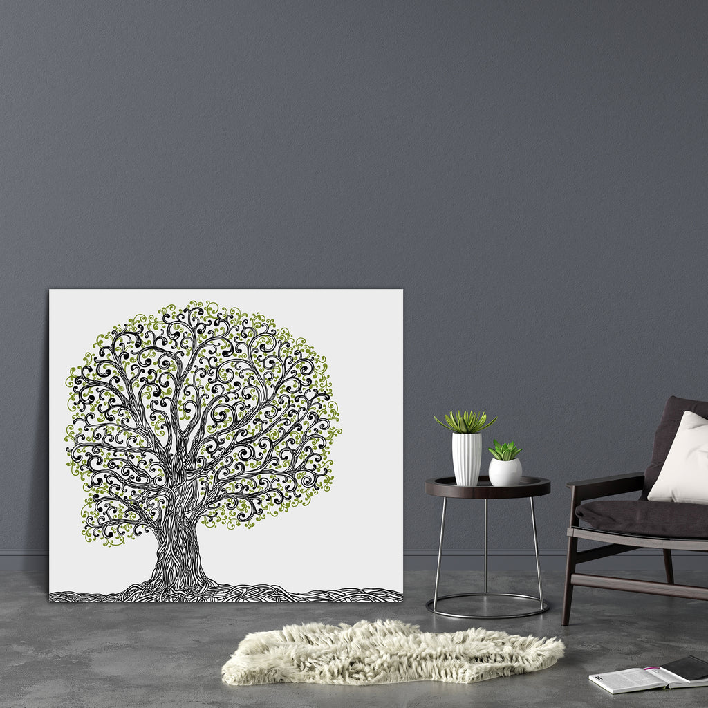 Spring Graphic Tree With Twisted Roots Canvas Painting Synthetic Frame-Paintings MDF Framing-AFF_FR-IC 5003201 IC 5003201, Abstract Expressionism, Abstracts, Ancient, Animated Cartoons, Art and Paintings, Black, Black and White, Botanical, Caricature, Cartoons, Decorative, Digital, Digital Art, Drawing, Floral, Flowers, Graphic, Historical, Illustrations, Medieval, Nature, Retro, Scenic, Seasons, Semi Abstract, Signs and Symbols, Sketches, Symbols, Vintage, White, spring, tree, with, twisted, roots, canvas,