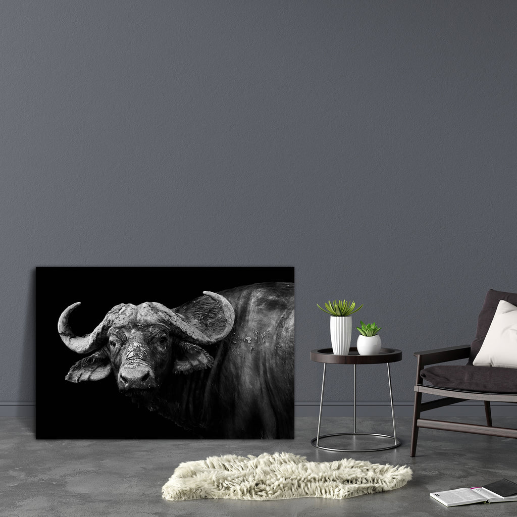 Wild African Buffalo Canvas Painting Synthetic Frame-Paintings MDF Framing-AFF_FR-IC 5003227 IC 5003227, African, Animals, Black, Black and White, Nature, Scenic, Sports, White, Wildlife, wild, buffalo, canvas, painting, synthetic, frame, africa, animal, and, conservation, facing, game, herd, large, looking, mammal, monochrome, national, park, reserve, safari, savanna, vacation, zambia, artzfolio, wall decor for living room, wall frames for living room, frames for living room, wall art, canvas painting, wal