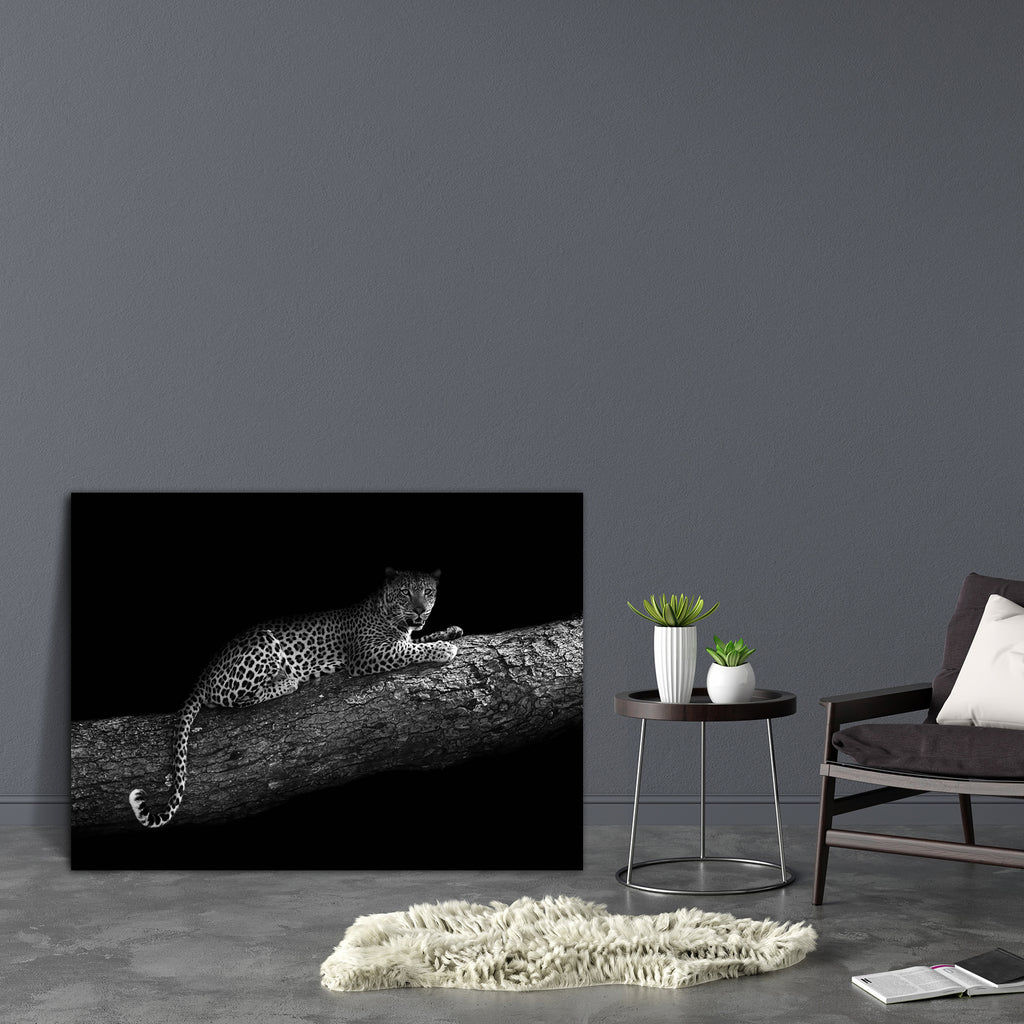 Leopard In A Tree Canvas Painting Synthetic Frame-Paintings MDF Framing-AFF_FR-IC 5003229 IC 5003229, African, Animals, Black, Black and White, Nature, Scenic, White, Wildlife, leopard, in, a, tree, canvas, painting, synthetic, frame, africa, animal, big, cat, and, mammal, monochrome, relaxed, resting, safari, wild, artzfolio, wall decor for living room, wall frames for living room, frames for living room, wall art, canvas painting, wall frame, scenery, panting, paintings for living room, framed wall art, w