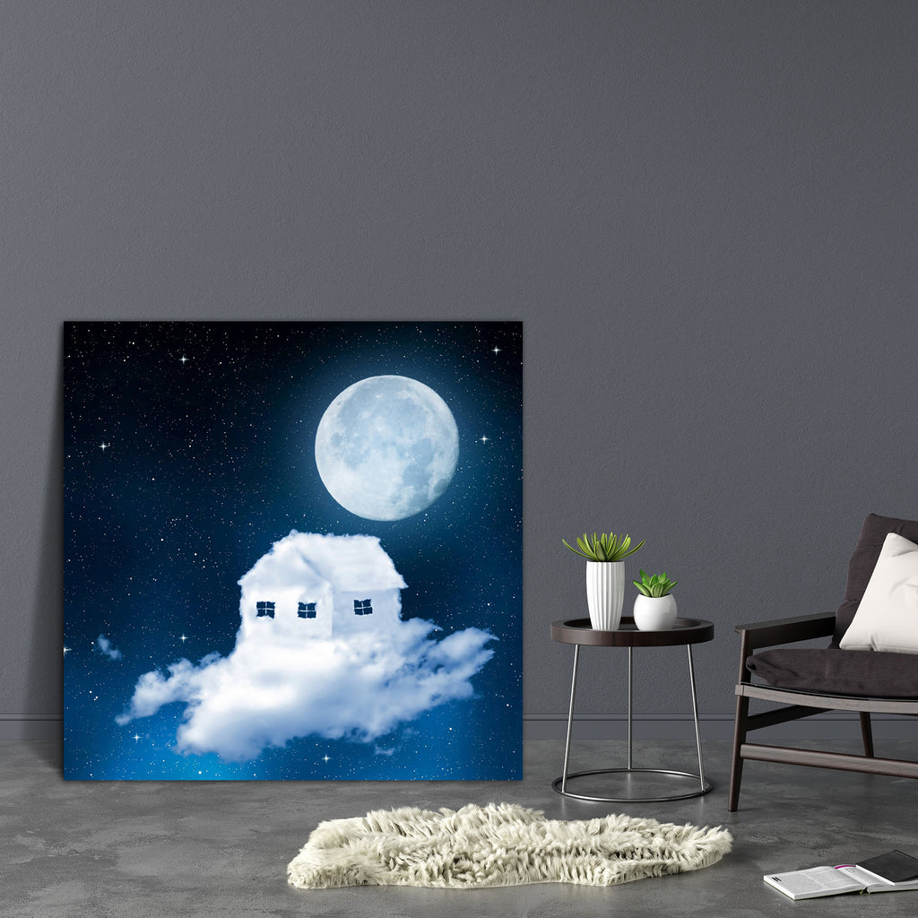 Fantasy House With Clouds Canvas Painting Synthetic Frame-Paintings MDF Framing-AFF_FR-IC 5003239 IC 5003239, Art and Paintings, Business, Conceptual, Fantasy, Landscapes, Nature, Realism, Scenic, Seasons, Signs, Signs and Symbols, Surrealism, house, with, clouds, canvas, painting, synthetic, frame, air, art, beauty, blue, cloud, concept, construction, dark, dream, dreamland, fairytale, fantastic, fly, genesis, heaven, home, housing, idea, imagination, landscape, magical, meteorology, moon, moonlight, night