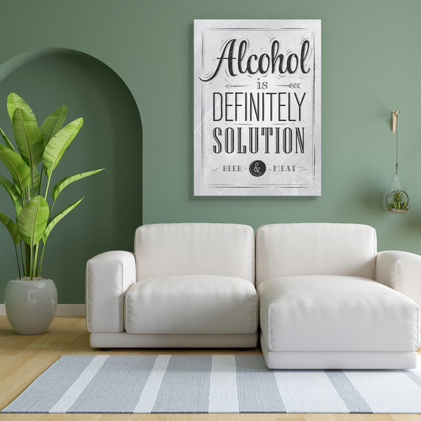 Alcohol Is Definitely Solution Canvas Painting Synthetic Frame-Paintings MDF Framing-AFF_FR-IC 5003243 IC 5003243, Ancient, Black, Black and White, Calligraphy, Comedy, Digital, Digital Art, Drawing, Education, Graphic, Historical, Humor, Humour, Illustrations, Medieval, Retro, Schools, Signs, Signs and Symbols, Symbols, Text, Universities, Vintage, White, alcohol, is, definitely, solution, canvas, painting, for, bedroom, living, room, engineered, wood, frame, background, bar, beer, blackboard, blank, board