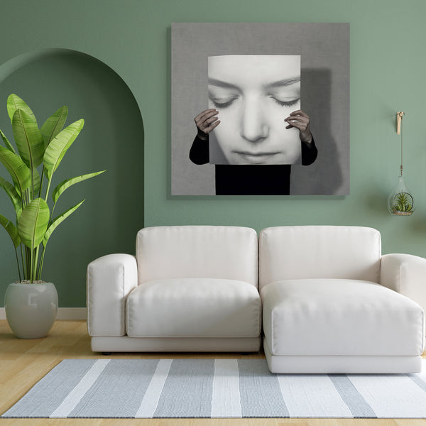 Abstract Artwork D158 Canvas Painting Synthetic Frame-Paintings MDF Framing-AFF_FR-IC 5003261 IC 5003261, Art and Paintings, Business, Conceptual, Illustrations, Individuals, Portraits, Surrealism, abstract, artwork, d158, canvas, painting, for, bedroom, living, room, engineered, wood, frame, psychology, psyche, art, artistic, beautiful, beauty, big, bizarre, concept, creativity, elegance, elegant, expression, expressive, face, female, fun, funny, gray, grey, half, length, hand, huge, illustration, illustra