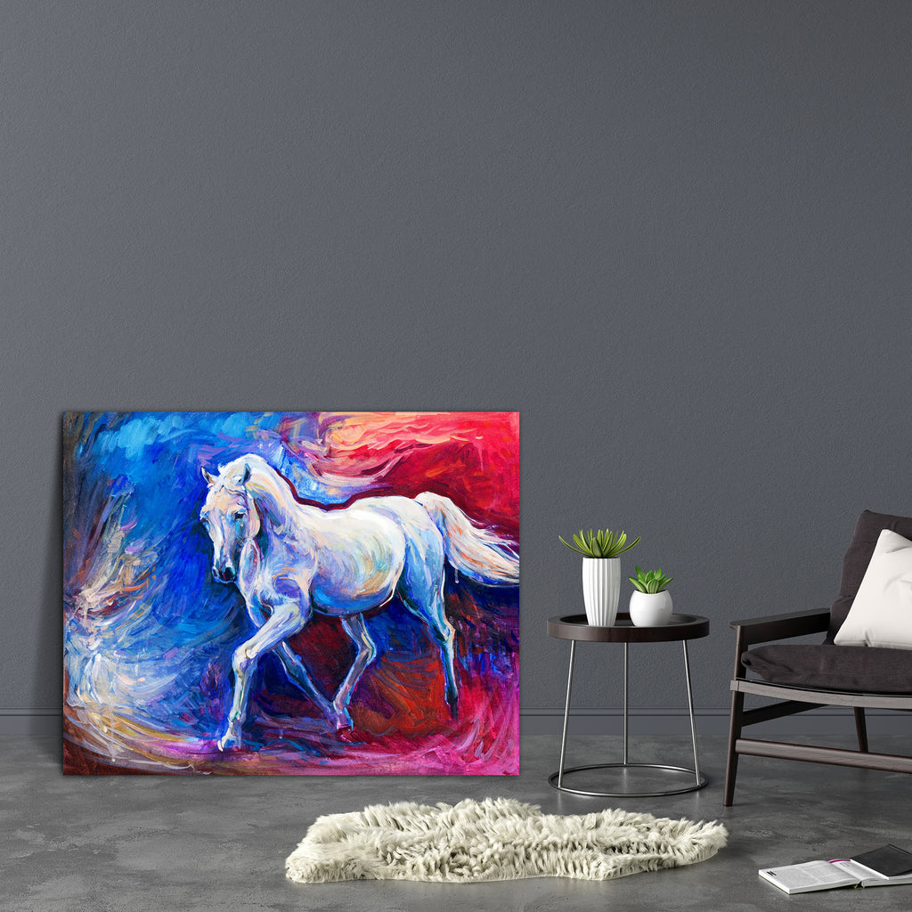 Abstract Artwork Of A Blue Horse Canvas Painting Synthetic Frame - Paintings MDF Framing - ArtzFolio.com