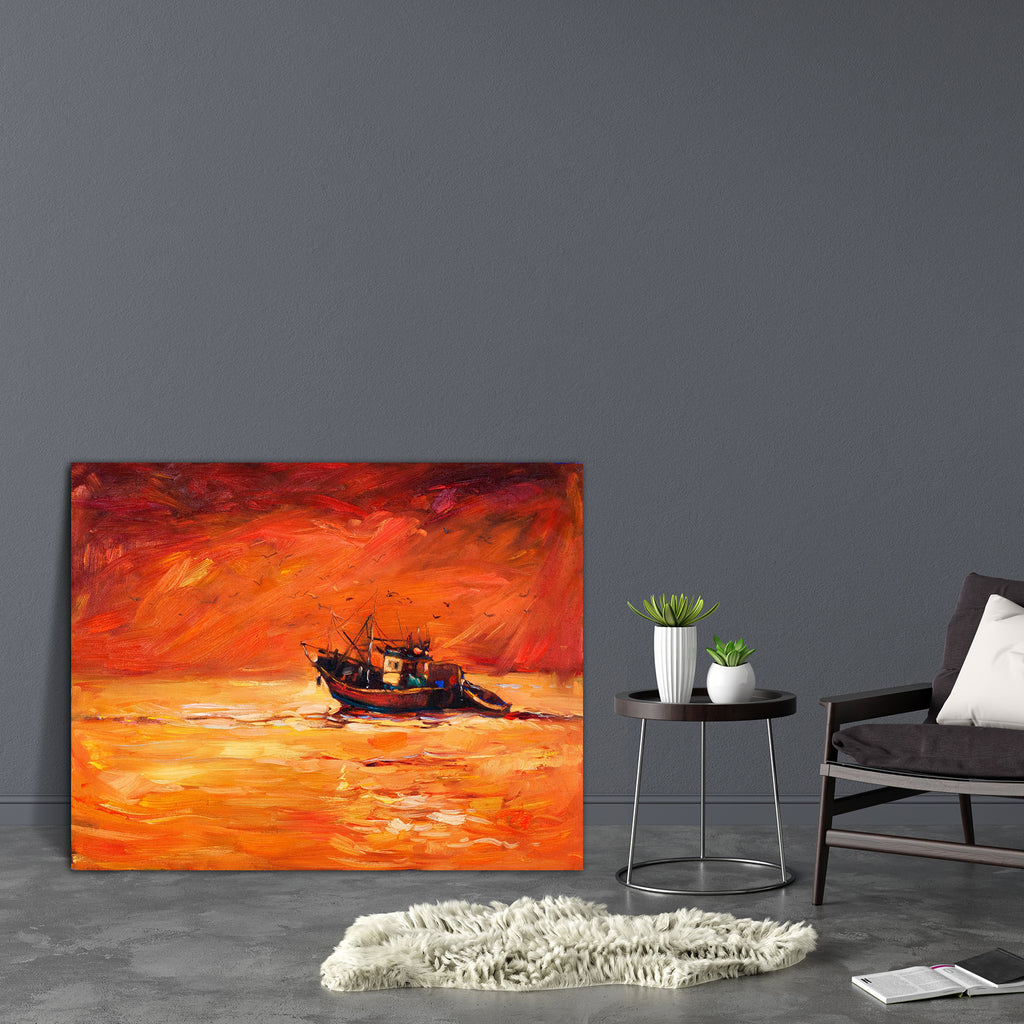 Fishing Boat & Sea D1 Canvas Painting Synthetic Frame-Paintings MDF Framing-AFF_FR-IC 5003265 IC 5003265, Abstract Expressionism, Abstracts, Ancient, Art and Paintings, Automobiles, Boats, Drawing, Historical, Holidays, Illustrations, Impressionism, Landscapes, Medieval, Modern Art, Nature, Nautical, Paintings, Scenic, Semi Abstract, Sunrises, Sunsets, Transportation, Travel, Vehicles, Vintage, fishing, boat, sea, d1, canvas, painting, synthetic, frame, oil, abstract, art, artistic, artwork, background, bay