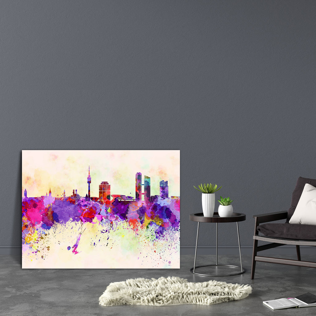 Munich Skyline In Watercolor, Germany Canvas Painting Synthetic Frame-Paintings MDF Framing-AFF_FR-IC 5003280 IC 5003280, Abstract Expressionism, Abstracts, Ancient, Architecture, Art and Paintings, Cities, City Views, German, Historical, Illustrations, Landmarks, Medieval, Panorama, Places, Semi Abstract, Skylines, Splatter, Vintage, Watercolour, munich, skyline, in, watercolor, germany, canvas, painting, synthetic, frame, abstract, art, background, bright, cityscape, color, colorful, creativity, europe, g