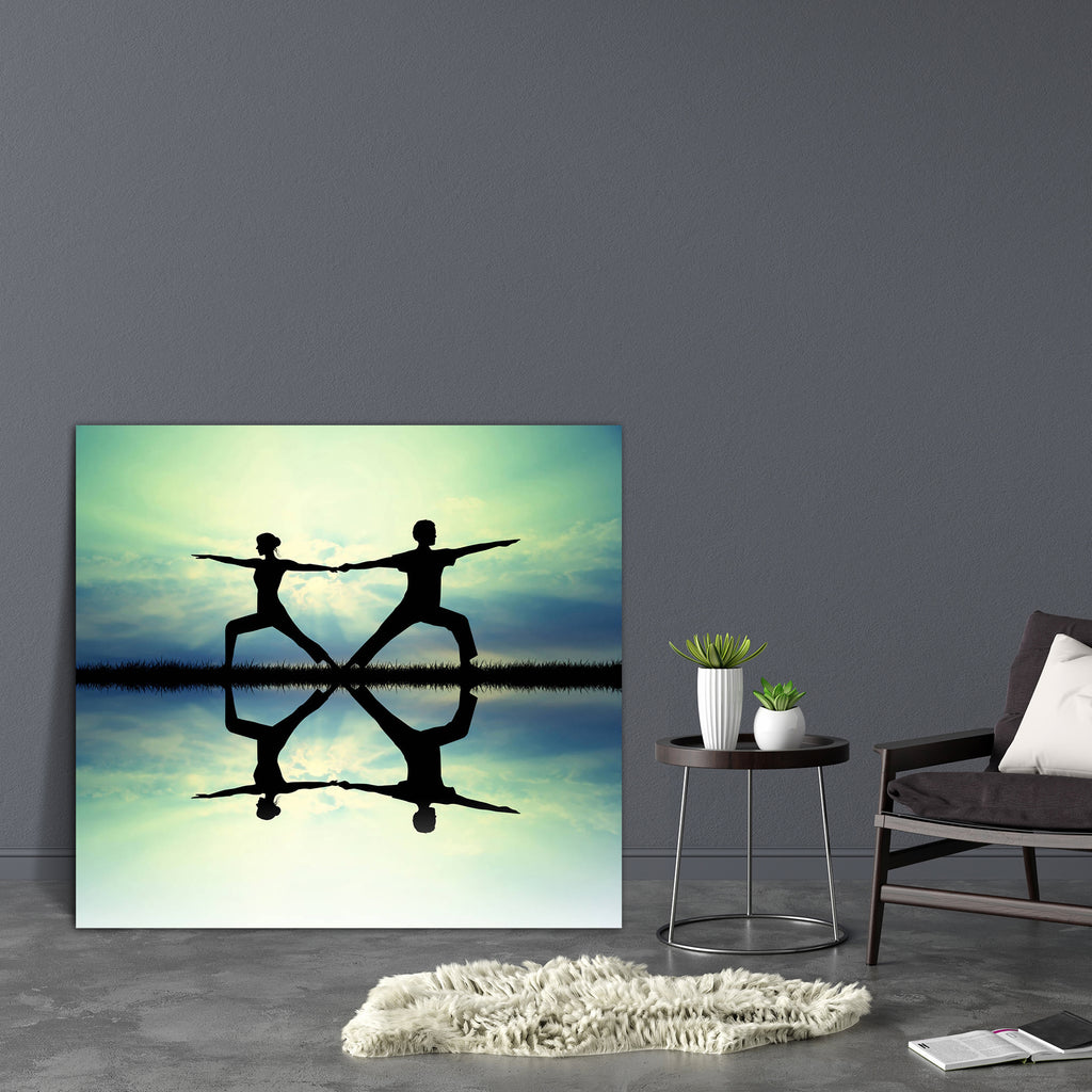 Couple Doing Yoga At Sunset D1 Canvas Painting Synthetic Frame-Paintings MDF Framing-AFF_FR-IC 5003329 IC 5003329, Illustrations, Nature, Scenic, Sports, Sunrises, Sunsets, couple, doing, yoga, at, sunset, d1, canvas, painting, synthetic, frame, active, body, energy, exercise, female, fitness, illustration, lifestyle, man, meditation, morning, natural, pose, poses, relax, relaxation, silhouette, sport, sunlight, sunrise, woman, young, reflection, lake, artzfolio, wall decor for living room, wall frames for 