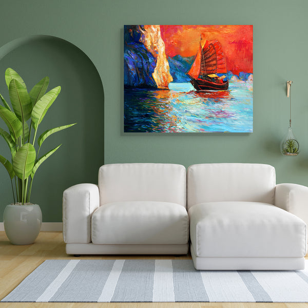 Chinese Sailing Ship & Cliffs Canvas Painting Synthetic Frame-Paintings MDF Framing-AFF_FR-IC 5003331 IC 5003331, Abstract Expressionism, Abstracts, Art and Paintings, Automobiles, Boats, Chinese, Drawing, Illustrations, Impressionism, Landscapes, Modern Art, Nature, Nautical, Paintings, Scenic, Semi Abstract, Signs, Signs and Symbols, Sketches, Sunsets, Transportation, Travel, Vehicles, Watercolour, sailing, ship, cliffs, canvas, painting, for, bedroom, living, room, engineered, wood, frame, abstract, acry