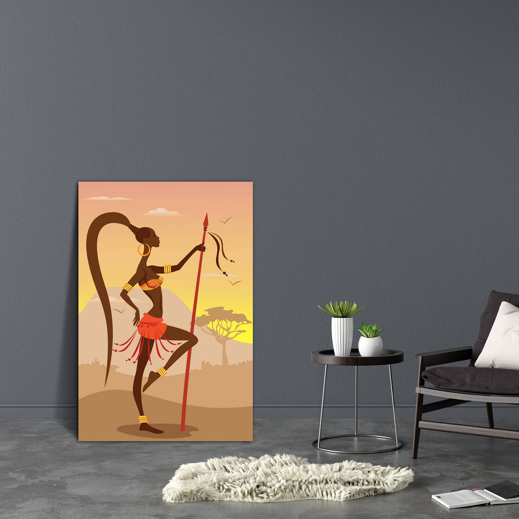 African Woman D1 Canvas Painting Synthetic Frame - Paintings MDF Framing - ArtzFolio.com