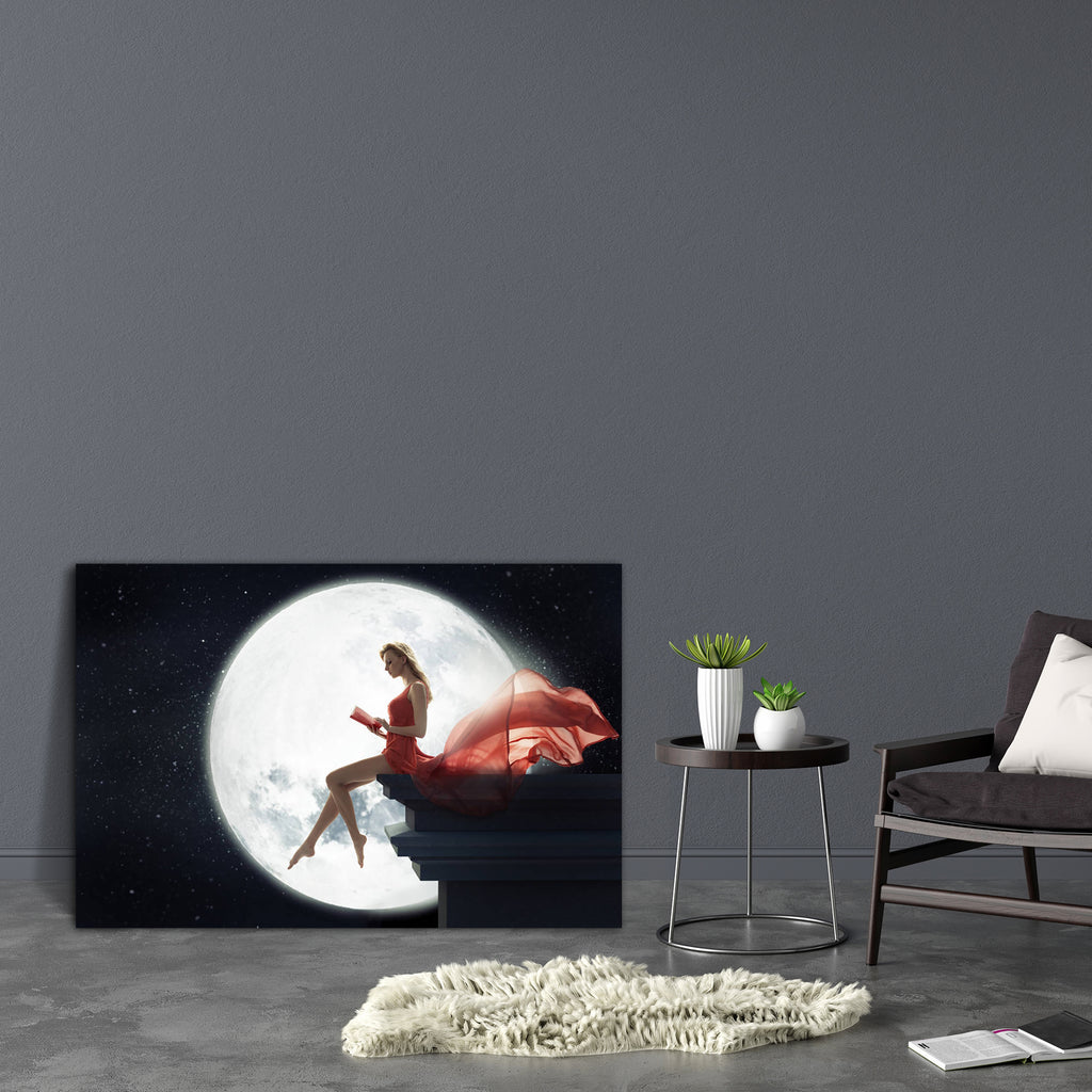Cute Lady Over Full Moon Canvas Painting Synthetic Frame-Paintings MDF Framing-AFF_FR-IC 5003354 IC 5003354, Fantasy, Holidays, Illustrations, Love, Romance, Signs, Signs and Symbols, cute, lady, over, full, moon, canvas, painting, synthetic, frame, princess, romantic, queen, fairy, feminine, woman, eclipse, background, beautiful, beauty, blue, crescent, design, dream, dreamy, dress, elegance, evening, face, female, fun, girl, glamorous, hair, half, happy, holiday, ice, illustration, legs, light, magic, new