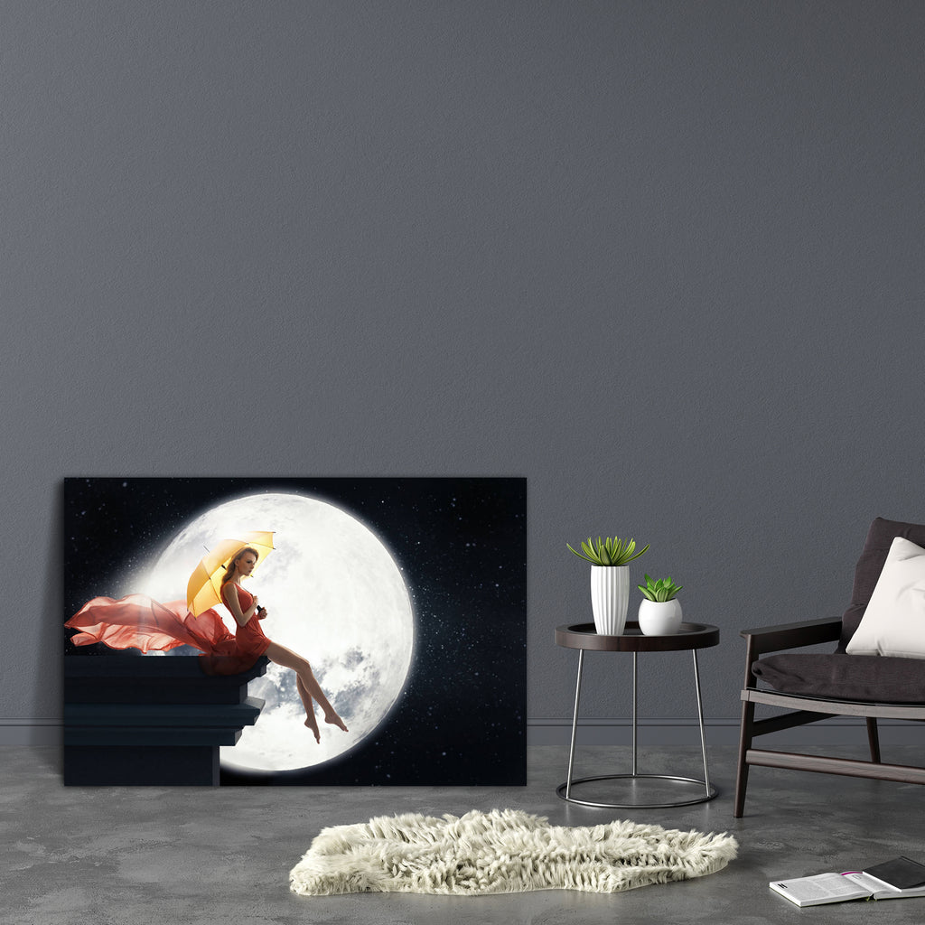 Lady With Umbrella Over Full Moon Canvas Painting Synthetic Frame-Paintings MDF Framing-AFF_FR-IC 5003359 IC 5003359, Fantasy, Holidays, Illustrations, Signs, Signs and Symbols, lady, with, umbrella, over, full, moon, canvas, painting, synthetic, frame, woman, magic, dream, ladies, night, crescent, background, beautiful, beauty, blue, cute, design, dreamy, dress, eclipse, elegance, evening, face, fairy, female, feminine, fun, girl, glamorous, hair, half, happy, holiday, ice, illustration, legs, light, new, 