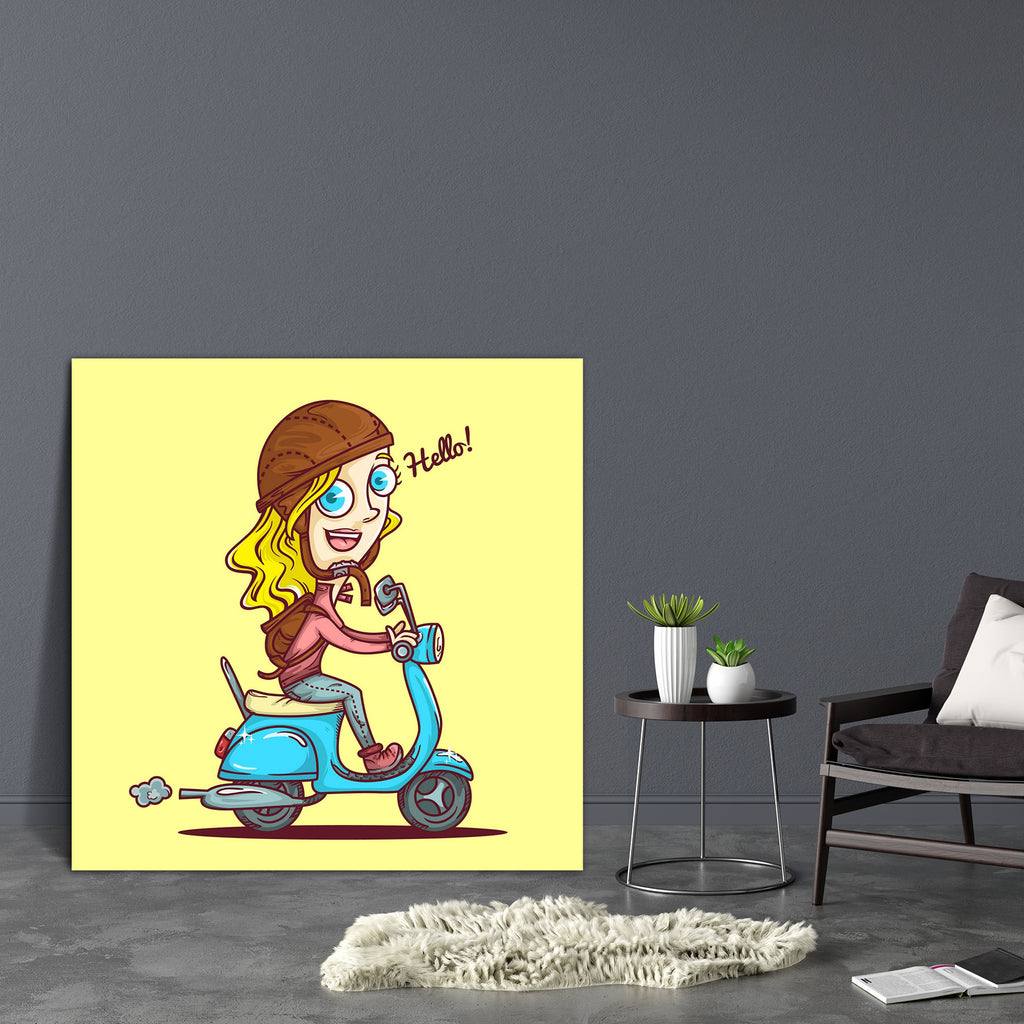 Scooter Girl Canvas Painting Synthetic Frame-Paintings MDF Framing-AFF_FR-IC 5003361 IC 5003361, Animated Cartoons, Automobiles, Bikes, Caricature, Cartoons, Cities, City Views, Fashion, Illustrations, People, Signs, Signs and Symbols, Sports, Transportation, Travel, Urban, Vehicles, scooter, girl, canvas, painting, synthetic, frame, adventurer, background, beautiful, beauty, bike, blonde, cartoon, character, cheerful, city, cute, design, drive, female, freedom, gas, helmet, illustration, independent, lifes