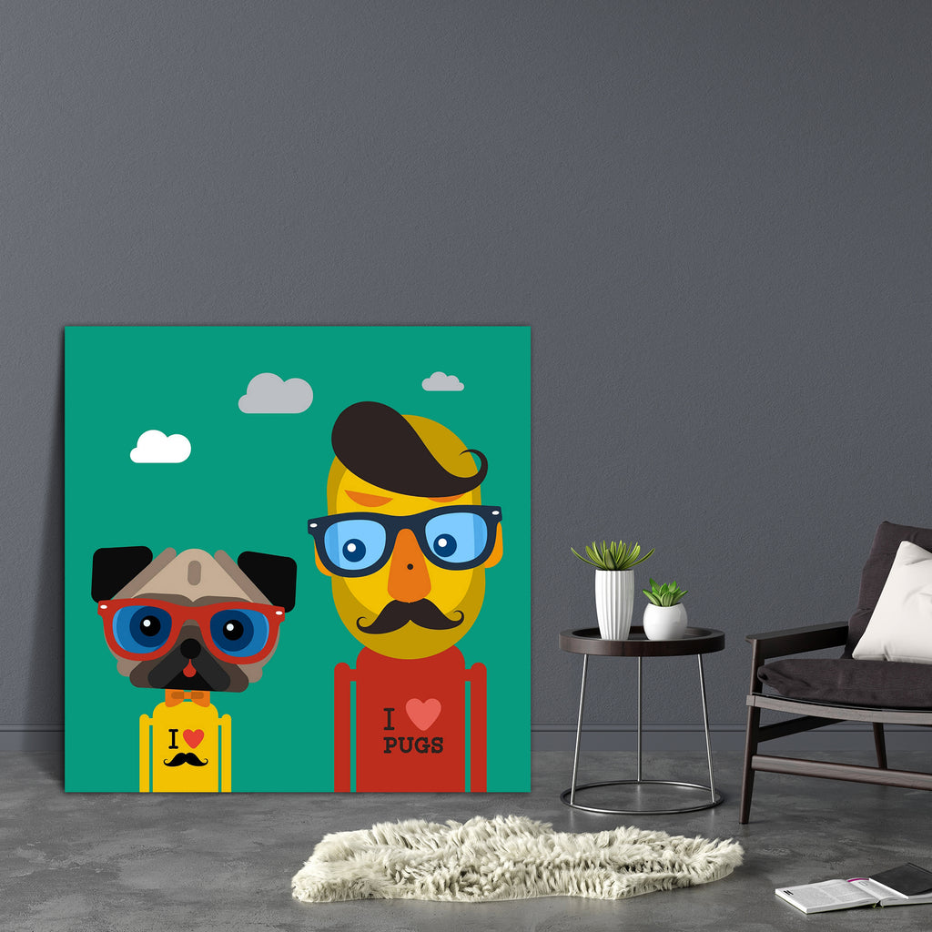 Hipster Man & Pug D1 Canvas Painting Synthetic Frame-Paintings MDF Framing-AFF_FR-IC 5003363 IC 5003363, Animals, Art and Paintings, Baby, Children, Digital, Digital Art, Drawing, Fashion, Graphic, Hipster, Illustrations, Individuals, Kids, People, Pets, Portraits, man, pug, d1, canvas, painting, synthetic, frame, animal, art, artwork, beautiful, boy, camera, card, concept, cool, cute, dog, doodle, drawn, friend, friendship, funny, glasses, hand, head, illustration, image, kid, line, look, male, mustache, p