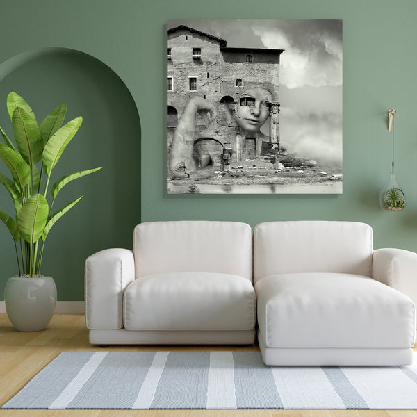 Artistic Surreal Image Canvas Painting Synthetic Frame-Paintings MDF Framing-AFF_FR-IC 5003391 IC 5003391, Architecture, Art and Paintings, Black, Black and White, Collages, Conceptual, Gothic, Illustrations, Realism, Surrealism, White, artistic, surreal, image, canvas, painting, for, bedroom, living, room, engineered, wood, frame, antique, arch, arm, art, artist, building, cloud, collage, complex, complexity, composition, concept, creativity, dark, decadence, decadent, detail, exterior, face, fog, goth, il