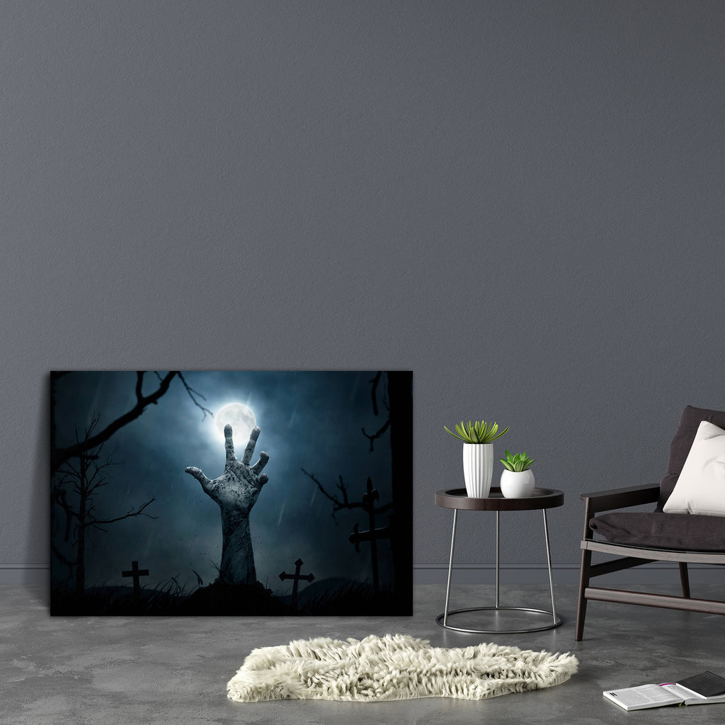 Zombie Hand Rising Out From The Soil Canvas Painting Synthetic Frame-Paintings MDF Framing-AFF_FR-IC 5003392 IC 5003392, Conceptual, Cross, Holidays, Marble and Stone, Signs and Symbols, Symbols, zombie, hand, rising, out, from, the, soil, canvas, painting, synthetic, frame, halloween, horror, zombies, graveyard, cemetery, scary, apocalypse, creepy, undead, grave, spooky, ghost, hands, monster, devil, tomb, fear, demon, blood, coming, corpse, cruel, danger, dark, dead, death, evil, forest, funeral, furious,