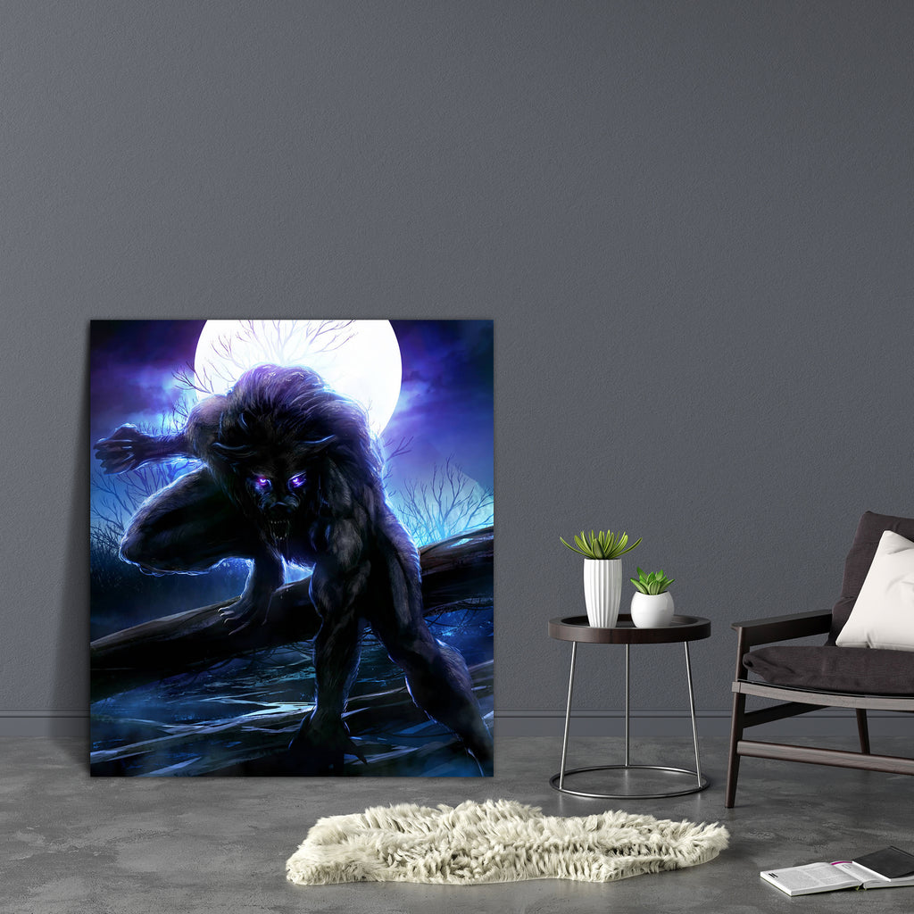 Werewolf Canvas Painting Synthetic Frame-Paintings MDF Framing-AFF_FR-IC 5003402 IC 5003402, Animals, Animated Cartoons, Art and Paintings, Caricature, Cartoons, Cinema, Fantasy, Illustrations, Movies, Television, TV Series, werewolf, canvas, painting, synthetic, frame, art, monster, wolf, beast, monsters, animal, cartoon, creature, curse, danger, dark, evil, full, halloween, horror, illustration, isolated, man, moon, movie, myth, mythology, night, scary, silhouette, artzfolio, wall decor for living room, w