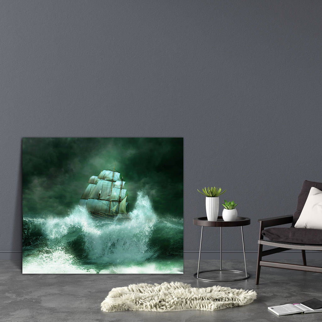 Old Ship In A Thunderstorm Canvas Painting Synthetic Frame-Paintings MDF Framing-AFF_FR-IC 5003410 IC 5003410, Ancient, Art and Paintings, Boats, Books, Digital Art, Fantasy, Historical, Medieval, Nautical, Splatter, Vintage, old, ship, in, a, thunderstorm, canvas, painting, synthetic, frame, pirate, storm, pirates, sea, stormy, ships, boat, adventure, background, clouds, danger, dark, digital, art, drops, green, history, navigation, ocean, sky, splash, story, book, thunder, wallpaper, water, waves, artzfol