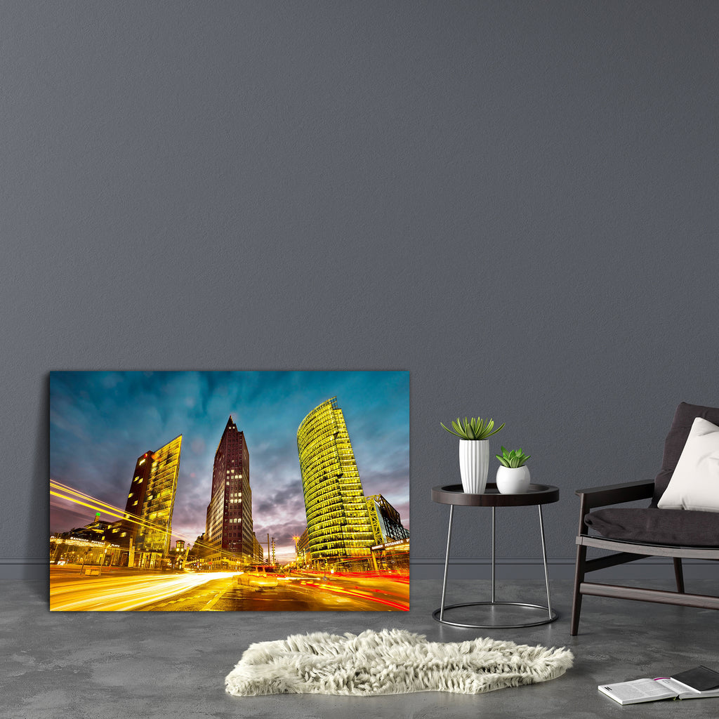 The Potsdamer Platz In Berlin, Germany Canvas Painting Synthetic Frame-Paintings MDF Framing-AFF_FR-IC 5003430 IC 5003430, Architecture, Automobiles, Cities, City Views, Futurism, German, Landmarks, Modern Art, People, Places, Signs, Signs and Symbols, Transportation, Travel, Urban, Vehicles, the, potsdamer, platz, in, berlin, germany, canvas, painting, synthetic, frame, amazing, angle, architectural, blue, building, busy, city, cityscape, colors, dark, design, elegance, europe, evening, famous, future, gla