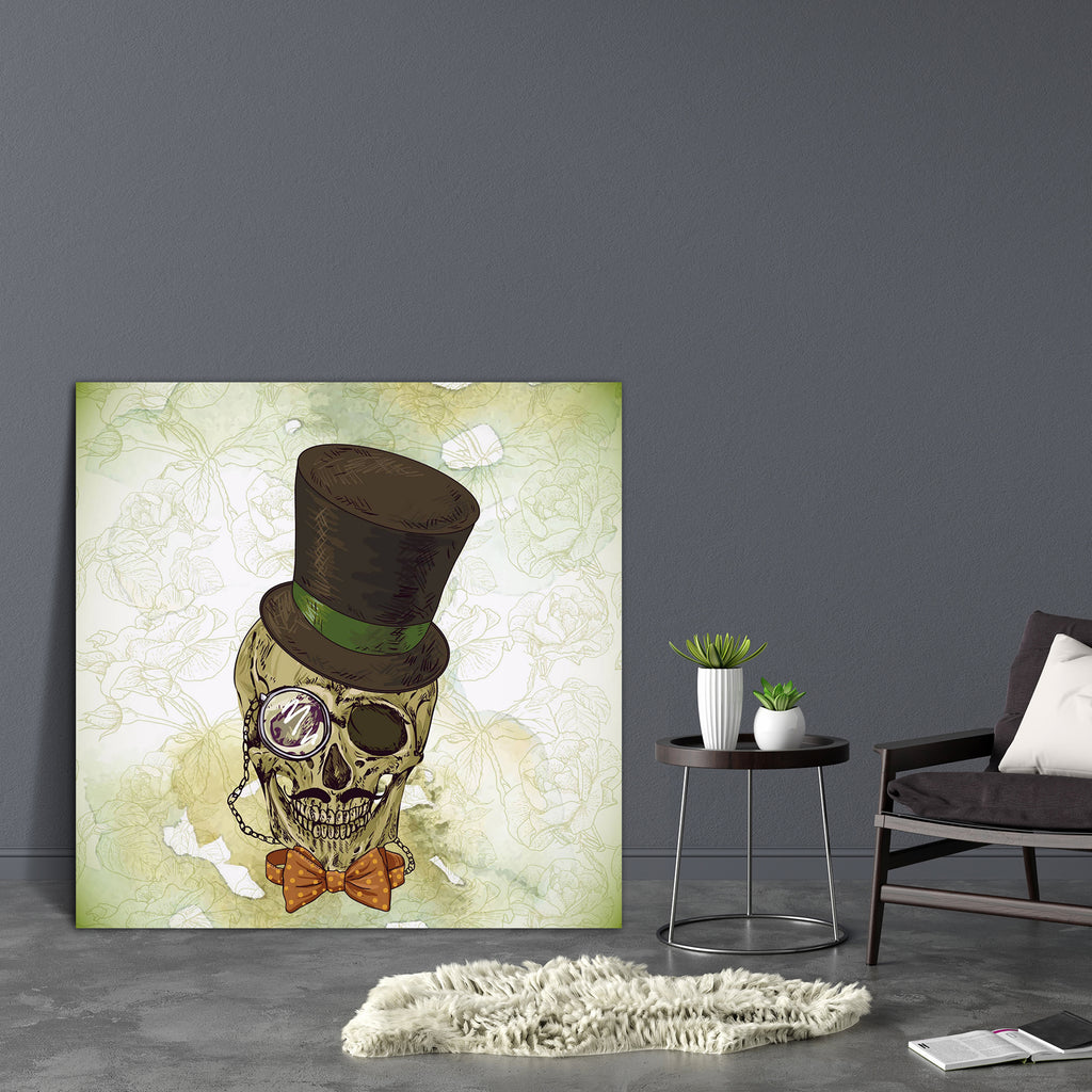 Hipster Skull Canvas Painting Synthetic Frame-Paintings MDF Framing-AFF_FR-IC 5003431 IC 5003431, Abstract Expressionism, Abstracts, Ancient, Art and Paintings, Black, Black and White, Digital, Digital Art, Fashion, Gothic, Graphic, Hipster, Historical, Illustrations, Medieval, Nature, Patterns, Retro, Scenic, Semi Abstract, Signs, Signs and Symbols, Symbols, Vintage, skull, canvas, painting, synthetic, frame, abstract, art, background, bone, bowler, circus, dark, dead, decoration, design, grunge, halloween