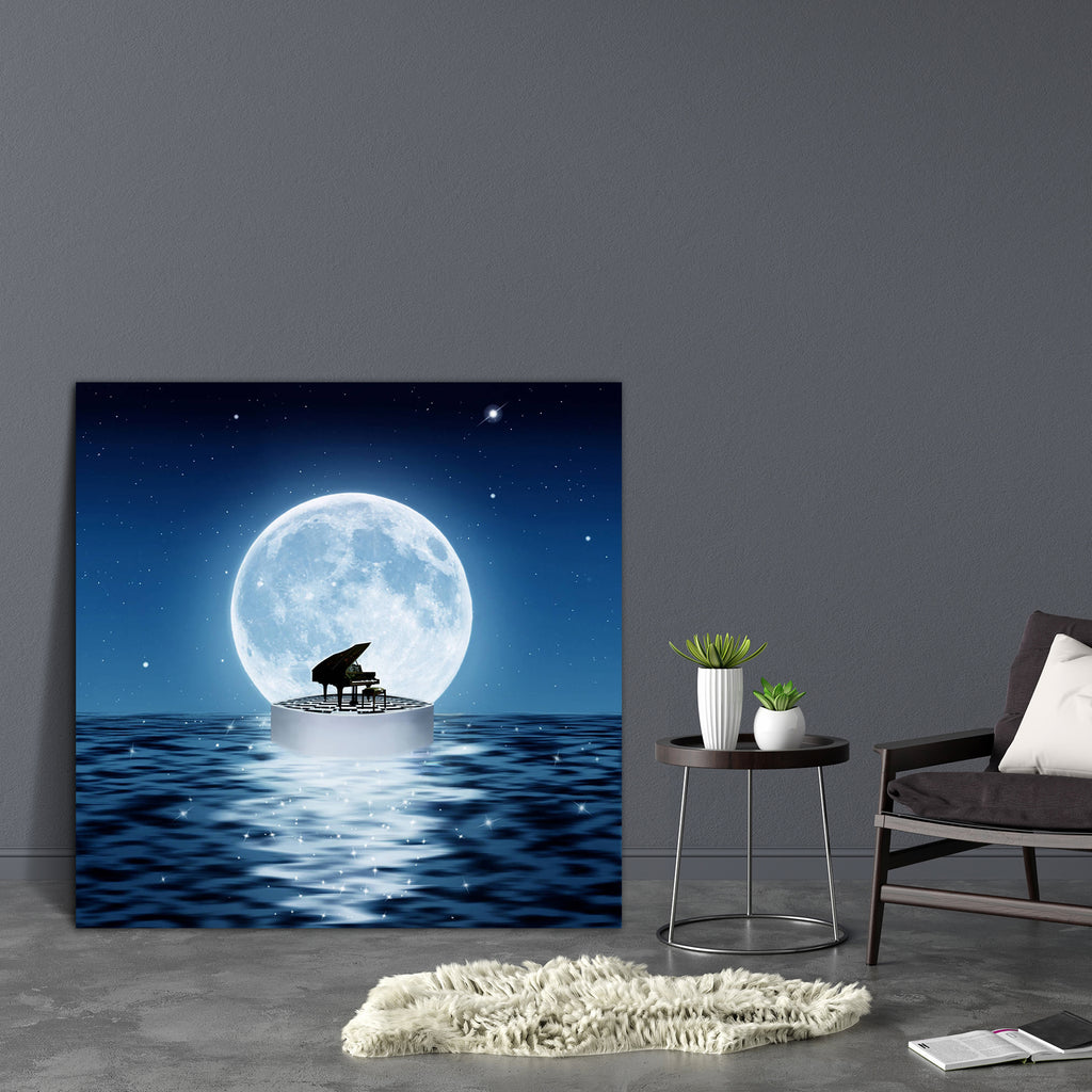 Piano In The Sea Canvas Painting Synthetic Frame-Paintings MDF Framing-AFF_FR-IC 5003446 IC 5003446, Art and Paintings, Black and White, Culture, Digital Art, Ethnic, Fantasy, Love, Music, Music and Dance, Music and Musical Instruments, Nature, Romance, Scenic, Stars, Traditional, Tribal, White, World Culture, piano, in, the, sea, canvas, painting, synthetic, frame, blue, bright, concert, digital, art, float, floating, hear, imagination, moon, musical, instrument, night, platform, reflection, romantic, sky,