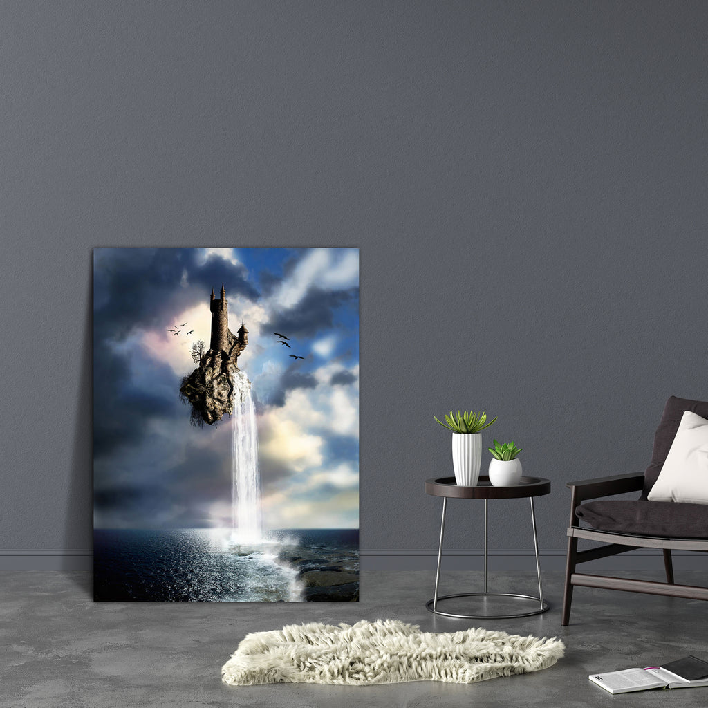 Fantastic Castle With Waterfall Canvas Painting Synthetic Frame-Paintings MDF Framing-AFF_FR-IC 5003449 IC 5003449, Architecture, Art and Paintings, Baby, Birds, Books, Children, Digital Art, Fantasy, Kids, Marble and Stone, Nature, Scenic, fantastic, castle, with, waterfall, canvas, painting, synthetic, frame, floating, island, clouds, digital, art, drops, flying, imagination, king, legend, myth, ocean, plants, princes, rocks, sea, sky, stairs, stone, story, book, tower, water, waves, artzfolio, wall decor