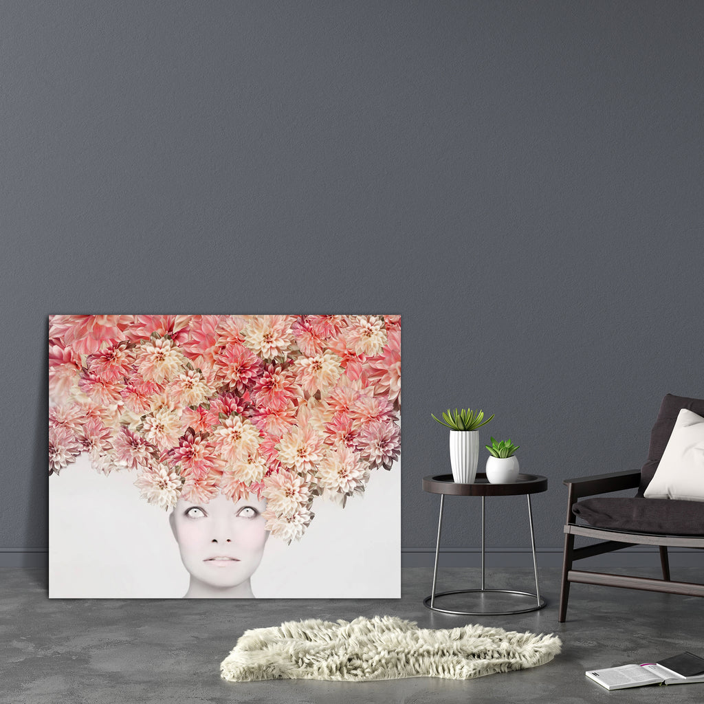 Young Woman With Headdress D2 Canvas Painting Synthetic Frame-Paintings MDF Framing-AFF_FR-IC 5003452 IC 5003452, Art and Paintings, Botanical, Fashion, Floral, Flowers, Individuals, Modern Art, Nature, Pop Art, Portraits, Scenic, Surrealism, young, woman, with, headdress, d2, canvas, painting, synthetic, frame, art, artistic, attractive, beautiful, beauty, bizarre, colorful, composition, costume, expression, expressive, extravagant, eye, fancy, fashionable, female, flower, grey, hairstyle, idea, make, up, 