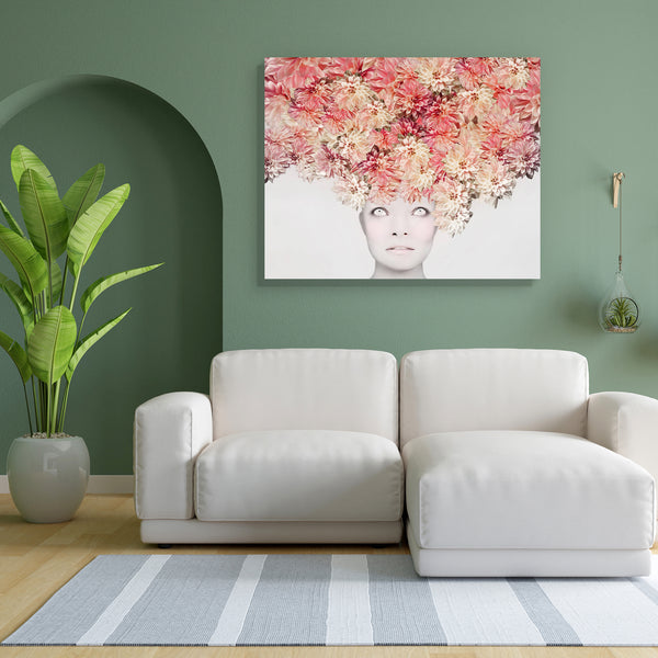 Young Woman With Headdress D2 Canvas Painting Synthetic Frame-Paintings MDF Framing-AFF_FR-IC 5003452 IC 5003452, Art and Paintings, Botanical, Fashion, Floral, Flowers, Individuals, Modern Art, Nature, Pop Art, Portraits, Scenic, Surrealism, young, woman, with, headdress, d2, canvas, painting, for, bedroom, living, room, engineered, wood, frame, art, artistic, attractive, beautiful, beauty, bizarre, colorful, composition, costume, expression, expressive, extravagant, eye, fancy, fashionable, female, flower