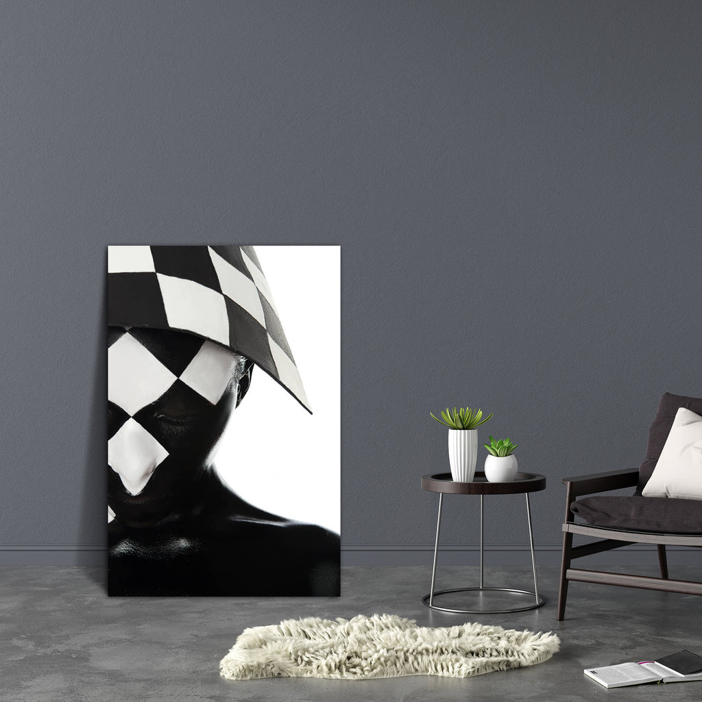 Woman's Face With Chessboard Canvas Painting Synthetic Frame-Paintings MDF Framing-AFF_FR-IC 5003482 IC 5003482, Adult, Architecture, Asian, Black, Black and White, Geometric, Geometric Abstraction, Individuals, Patterns, Portraits, White, woman's, face, with, chessboard, canvas, painting, synthetic, frame, abstraction, board, caucasian, cell, checked, chequered, chess, concept, contrast, decoration, female, half, headshot, holding, lady, mesh, mosaic, one, person, ornate, portrait, row, shape, studio, shot