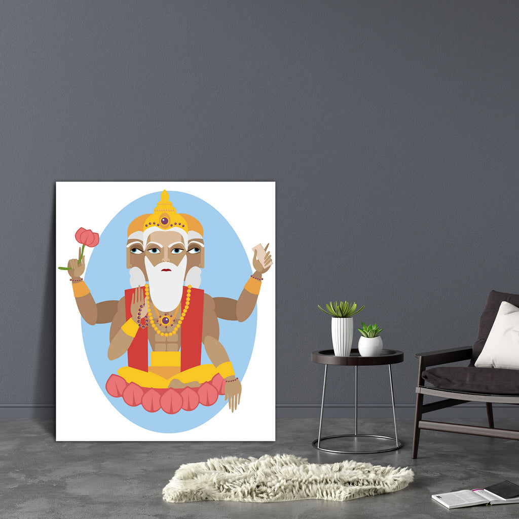 Hindu Deity Lord Brahma Canvas Painting Synthetic Frame-Paintings MDF Framing-AFF_FR-IC 5003494 IC 5003494, Abstract Expressionism, Abstracts, Ancient, Art and Paintings, Asian, Books, Botanical, Circle, Culture, Ethnic, Floral, Flowers, God Brahma, Hinduism, Historical, Illustrations, Indian, Mandala, Medieval, Nature, Patterns, Religion, Religious, Retro, Semi Abstract, Signs, Signs and Symbols, Traditional, Tribal, Vintage, World Culture, hindu, deity, lord, brahma, canvas, painting, synthetic, frame, ab