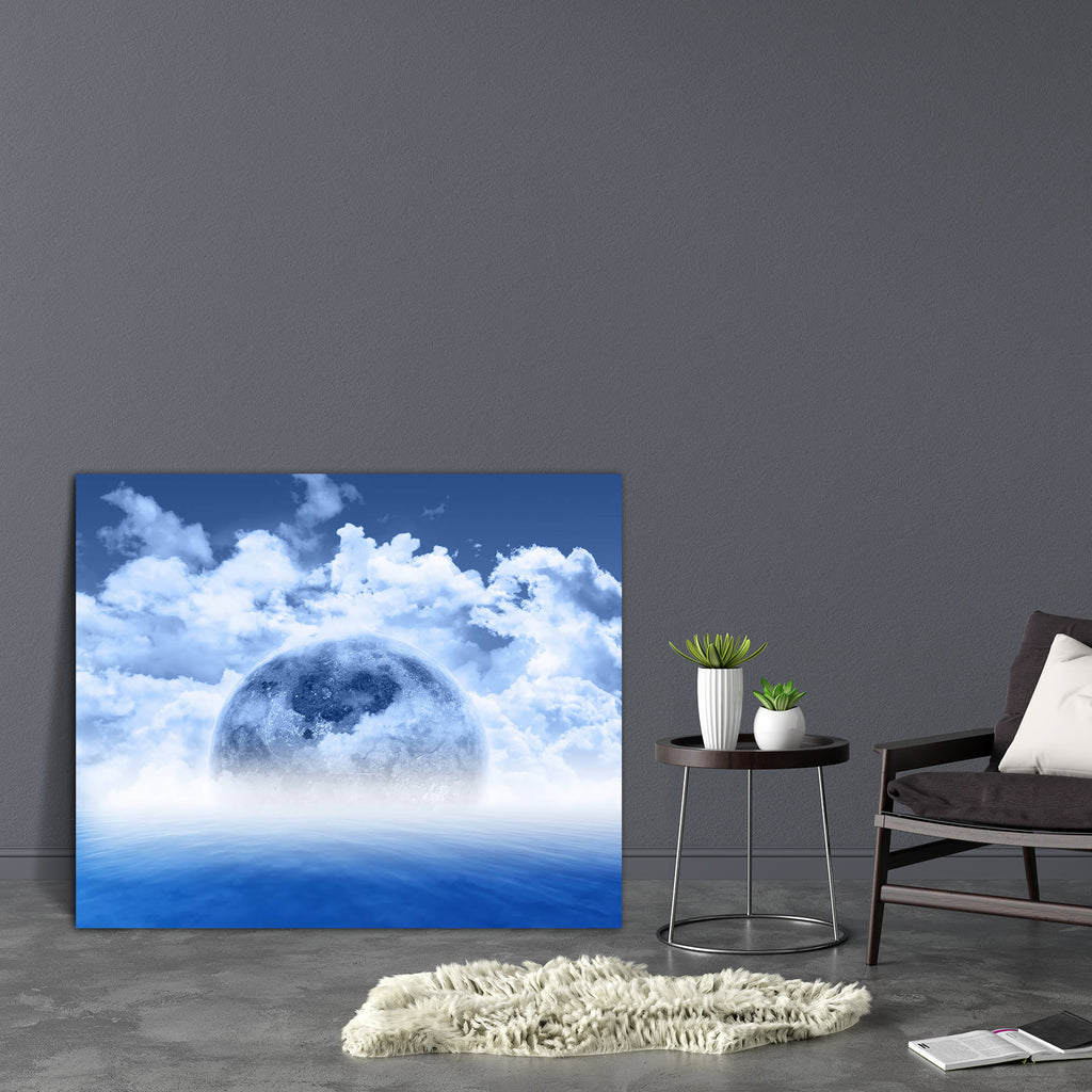 Fictional Planet Against An Ocean Scene Canvas Painting Synthetic Frame-Paintings MDF Framing-AFF_FR-IC 5003511 IC 5003511, 3D, Abstract Expressionism, Abstracts, Astronomy, Cosmology, Illustrations, Landscapes, Nature, Scenic, Science Fiction, Semi Abstract, Space, fictional, planet, against, an, ocean, scene, canvas, painting, synthetic, frame, abstract, clouds, earth, globe, illustration, landscape, render, science, fiction, sea, sky, summer, artzfolio, wall decor for living room, wall frames for living 