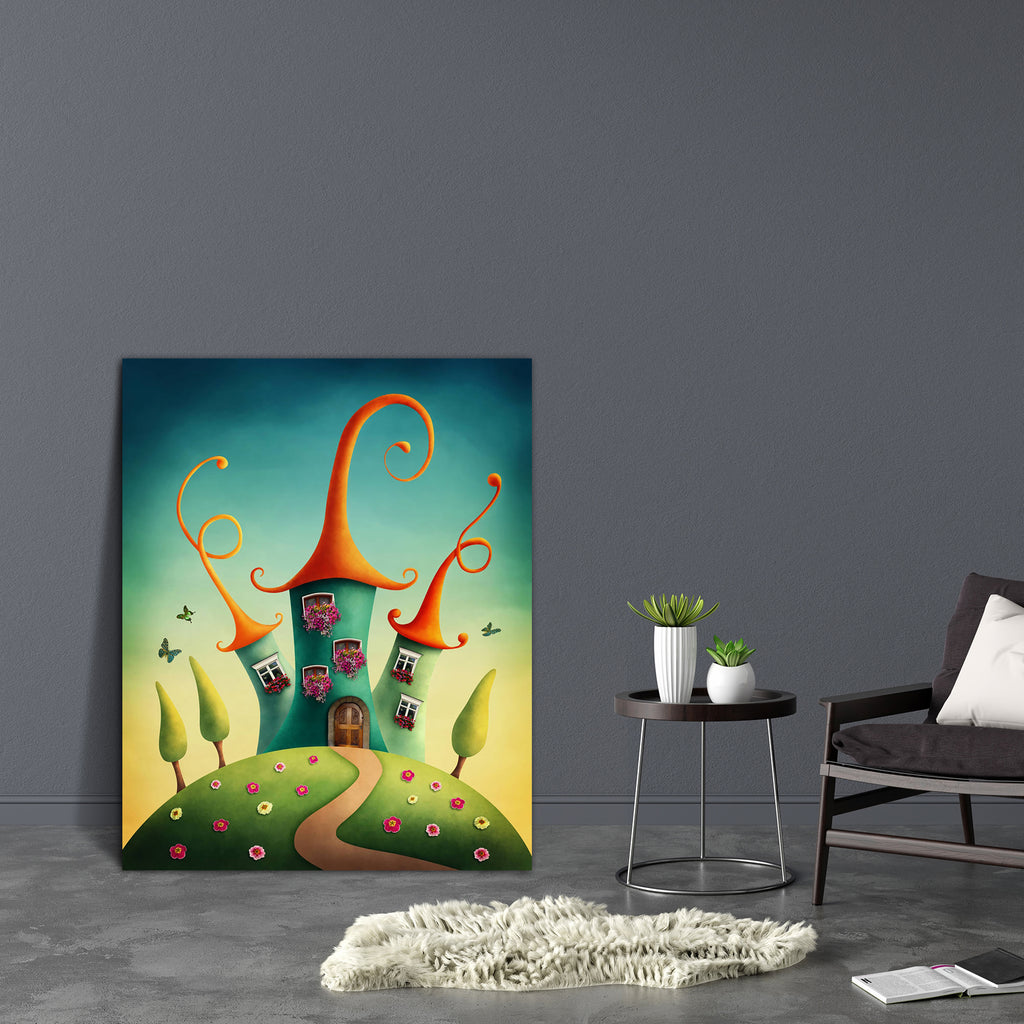 Fantasy Castle In The Meadow Canvas Painting Synthetic Frame-Paintings MDF Framing-AFF_FR-IC 5003524 IC 5003524, Botanical, Fantasy, Floral, Flowers, Illustrations, Landscapes, Nature, Scenic, Signs and Symbols, Symbols, Wooden, castle, in, the, meadow, canvas, painting, synthetic, frame, fairy, tale, dream, landscape, fairytale, building, butterfly, childhood, countryside, daisy, fun, house, illustration, imagination, imagine, kingdom, magic, prince, princess, sky, spring, story, summer, symbol, tower, tow