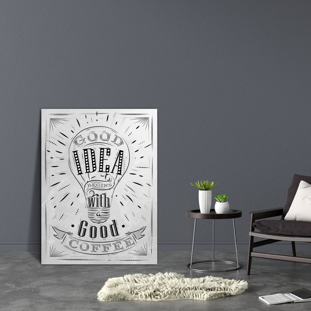 Good Idea Begins With A Good Coffee Canvas Painting Synthetic Frame-Paintings MDF Framing-AFF_FR-IC 5003532 IC 5003532, Abstract Expressionism, Abstracts, Ancient, Art and Paintings, Beverage, Black and White, Calligraphy, Cities, City Views, Cuisine, Drawing, Fashion, Food, Food and Beverage, Food and Drink, Historical, Medieval, Retro, Semi Abstract, Signs, Signs and Symbols, Symbols, Vintage, White, good, idea, begins, with, a, coffee, canvas, painting, synthetic, frame, abstract, advertise, alcohol, bac