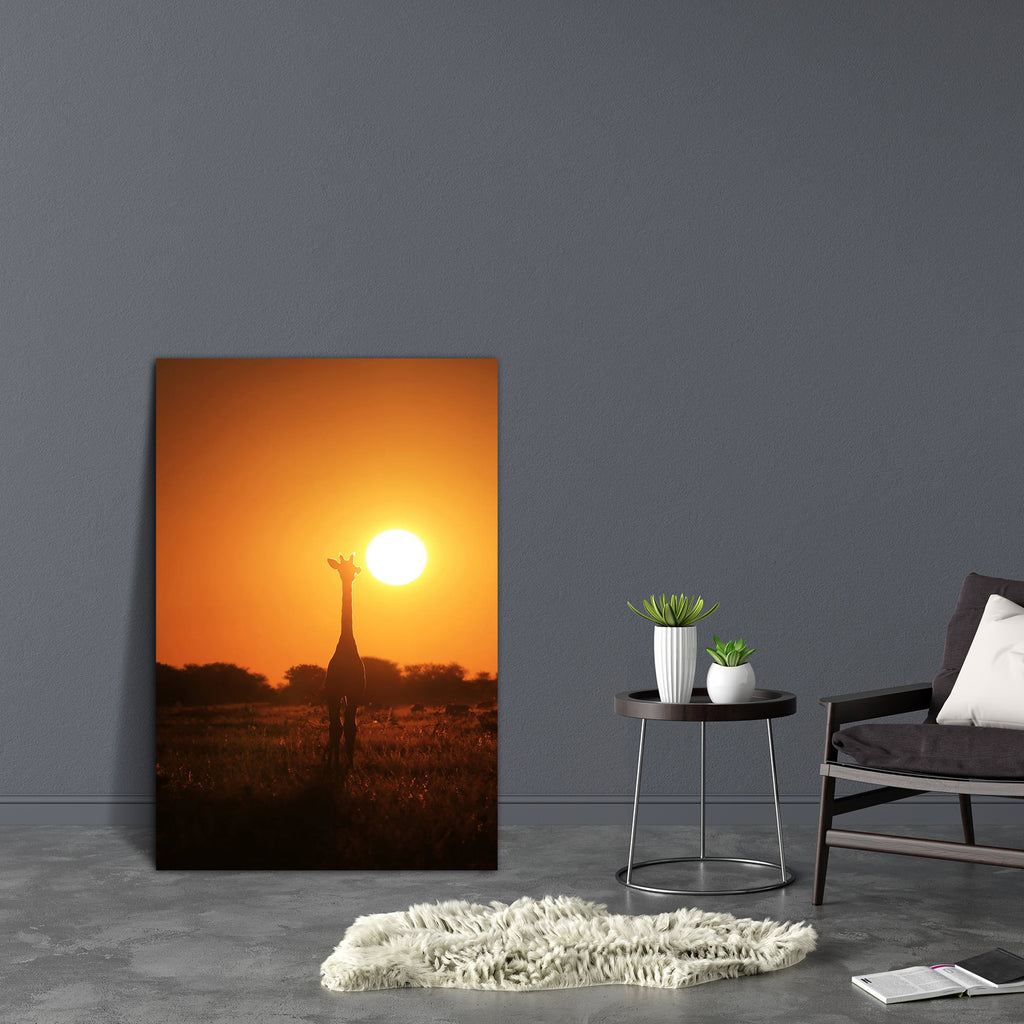 Giraffe in Sunset Africa Canvas Painting Synthetic Frame-Paintings MDF Framing-AFF_FR-IC 5003548 IC 5003548, African, Animals, Black, Black and White, Nature, Patterns, Scenic, Sunsets, Wildlife, giraffe, in, sunset, africa, canvas, painting, synthetic, frame, adorable, animal, antelope, beautiful, captivate, classic, color, colorful, cute, decorate, fantastic, free, freedom, glow, harmony, high, horns, iconic, innocent, life, light, lovely, magnificent, majestic, mammal, markings, mesmerize, mystic, natura