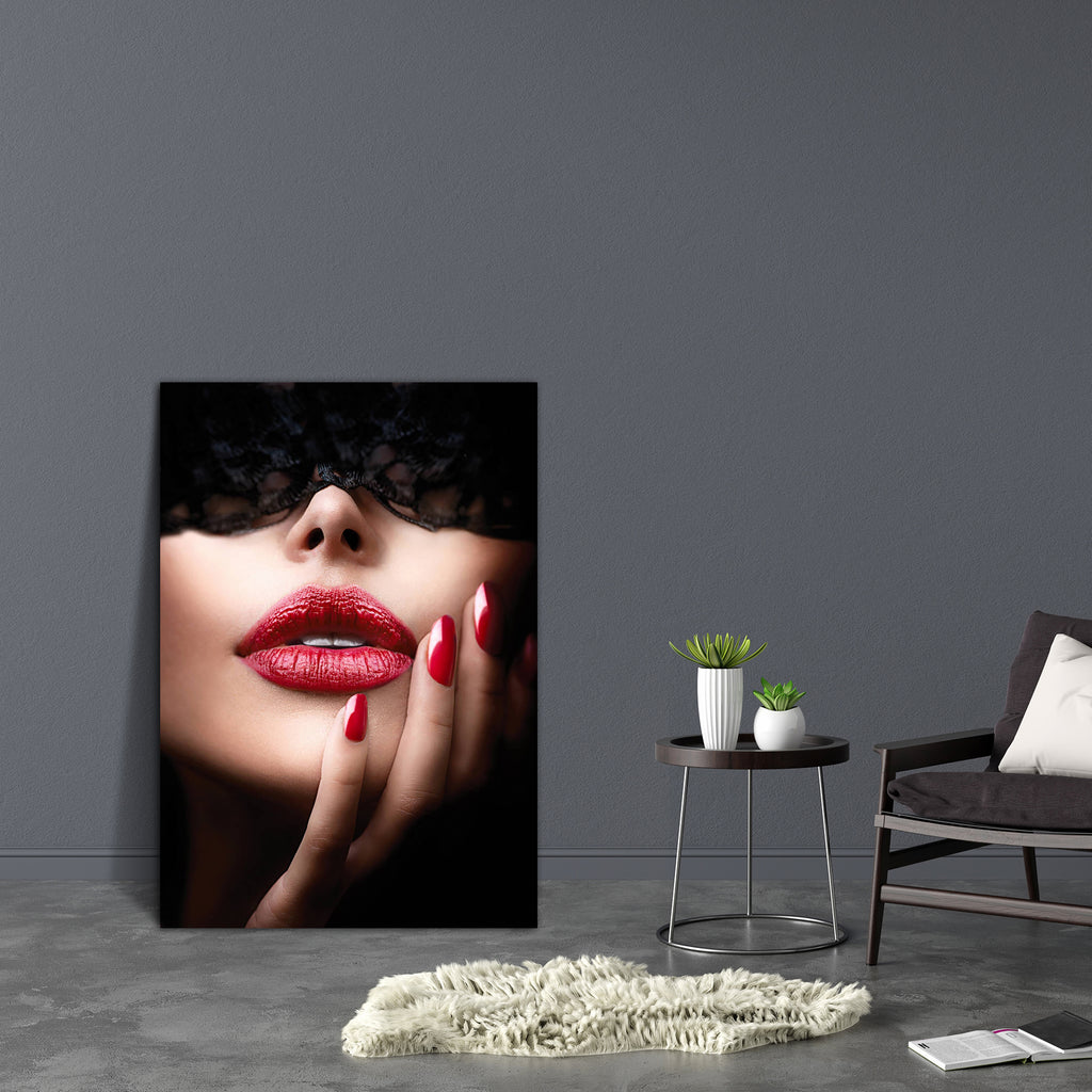 Woman With Black Lace Canvas Painting Synthetic Frame-Paintings MDF Framing-AFF_FR-IC 5003552 IC 5003552, Black, Black and White, Fantasy, Fashion, woman, with, lace, canvas, painting, synthetic, frame, beautiful, beauty, blind, boudoir, bright, carnival, closeup, color, colour, dark, darkness, eyes, face, girl, glamour, hand, kiss, lady, light, lips, lipstick, luxury, make, up, makeup, manicure, mask, masquerade, model, mouth, mystery, nailpolish, nails, open, passion, perfect, polish, red, secret, skin, v