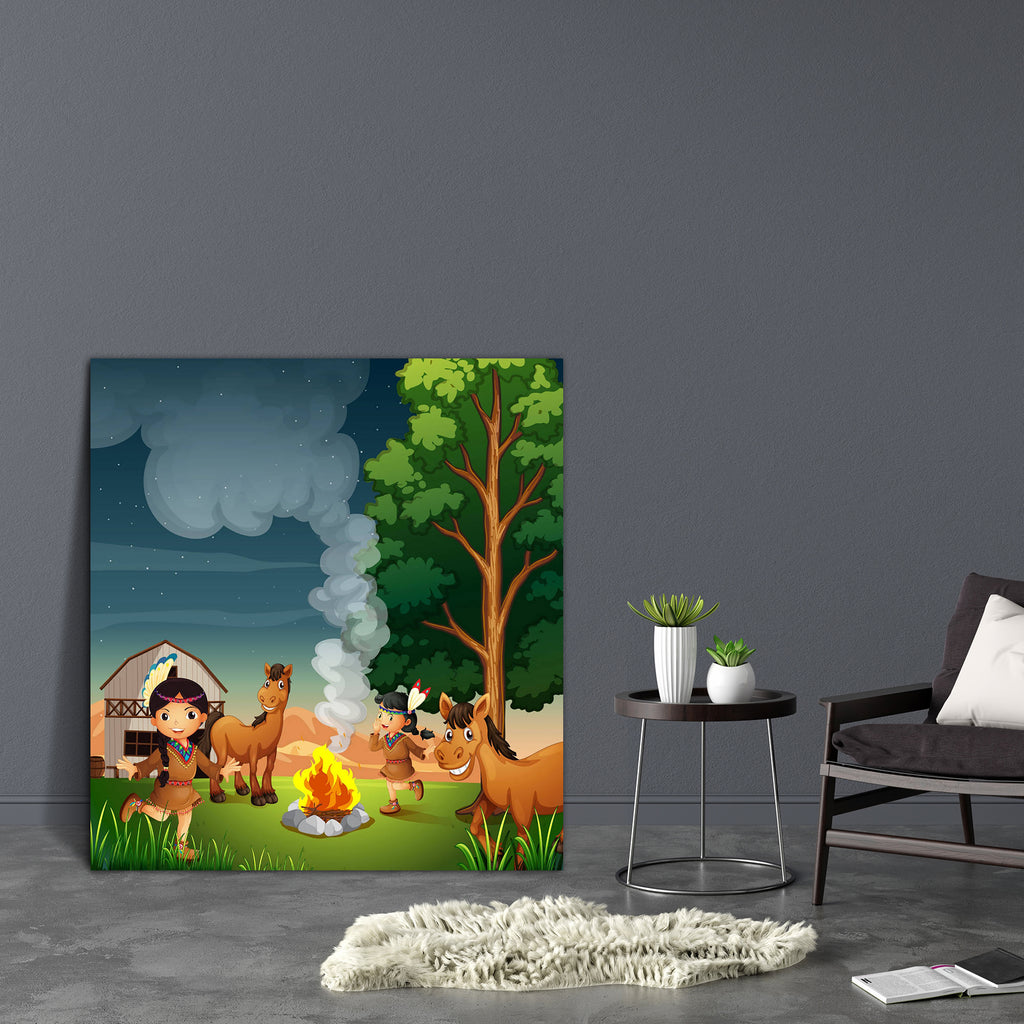 Farm With Indian Girls Canvas Painting Synthetic Frame-Paintings MDF Framing-AFF_FR-IC 5003554 IC 5003554, Animals, Animated Cartoons, Baby, Caricature, Cartoons, Children, Culture, Dance, Digital, Digital Art, Drawing, Ethnic, Graphic, Illustrations, Indian, Kids, Landscapes, Music and Dance, People, Scenic, Traditional, Tribal, Wooden, World Culture, farm, with, girls, canvas, painting, synthetic, frame, barn, burning, camp, campfire, camping, cartoon, creature, dancing, farmhouse, farming, female, fire, 