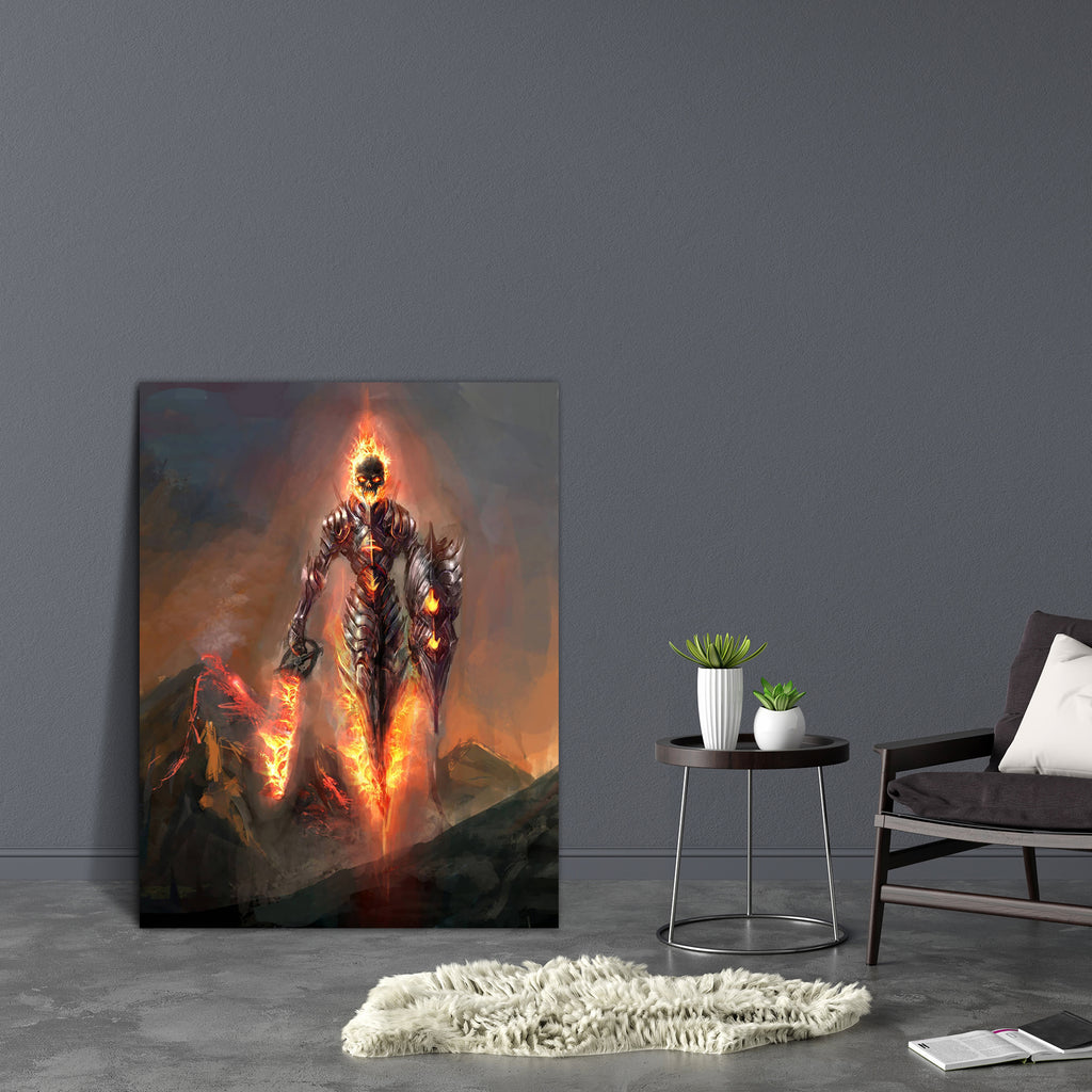 Burning Skeleton Knight Over Volcano Canvas Painting Synthetic Frame-Paintings MDF Framing-AFF_FR-IC 5003555 IC 5003555, Art and Paintings, Fantasy, Illustrations, burning, skeleton, knight, over, volcano, canvas, painting, synthetic, frame, demon, art, armor, devil, doom, fire, flying, illustration, artzfolio, wall decor for living room, wall frames for living room, frames for living room, wall art, canvas painting, wall frame, scenery, panting, paintings for living room, framed wall art, wall painting, sc