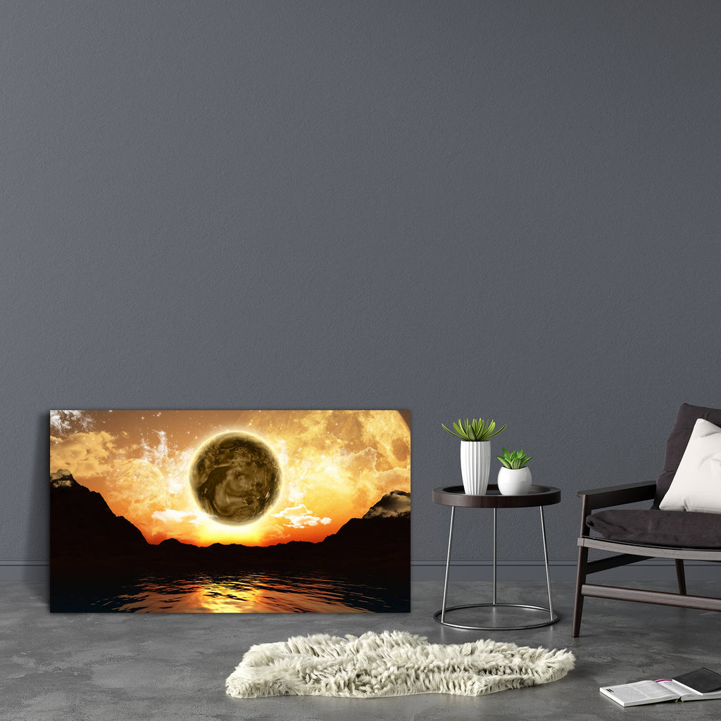 Fictional Planets & The Ocean D1 Canvas Painting Synthetic Frame-Paintings MDF Framing-AFF_FR-IC 5003612 IC 5003612, 3D, Abstract Expressionism, Abstracts, Astronomy, Cosmology, Illustrations, Landscapes, Scenic, Science Fiction, Semi Abstract, Space, Sunsets, Surrealism, fictional, planets, the, ocean, d1, canvas, painting, synthetic, frame, abstract, background, earth, global, globe, illustration, landscape, moon, planet, render, science, fiction, sea, sky, sunset, surreal, water, artzfolio, wall decor fo