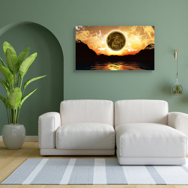 Fictional Planets & The Ocean D1 Canvas Painting Synthetic Frame-Paintings MDF Framing-AFF_FR-IC 5003612 IC 5003612, 3D, Abstract Expressionism, Abstracts, Astronomy, Cosmology, Illustrations, Landscapes, Scenic, Science Fiction, Semi Abstract, Space, Sunsets, Surrealism, fictional, planets, the, ocean, d1, canvas, painting, for, bedroom, living, room, engineered, wood, frame, abstract, background, earth, global, globe, illustration, landscape, moon, planet, render, science, fiction, sea, sky, sunset, surre