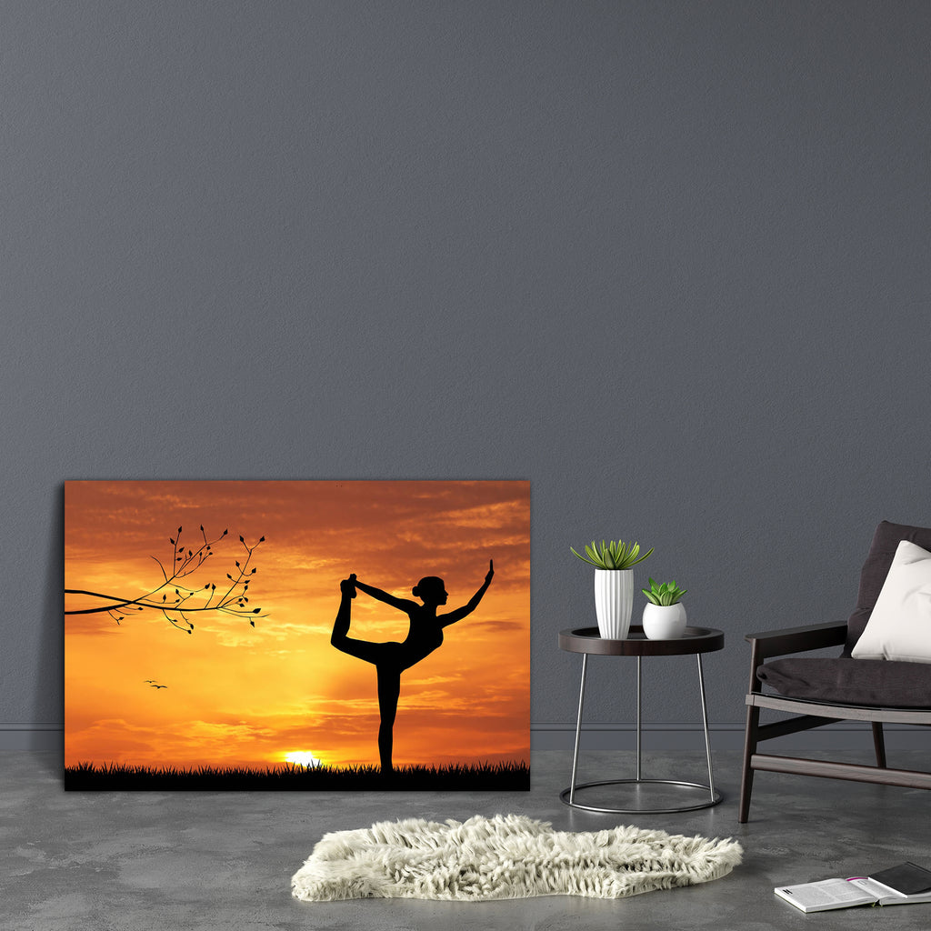 Woman Doing Yoga At Sunset Canvas Painting Synthetic Frame-Paintings MDF Framing-AFF_FR-IC 5003613 IC 5003613, Illustrations, Nature, Scenic, Sports, Sunrises, Sunsets, woman, doing, yoga, at, sunset, canvas, painting, synthetic, frame, active, body, energy, exercise, female, fitness, illustration, lake, lifestyle, meditation, morning, natural, pose, poses, reflection, relax, relaxation, silhouette, sport, sunlight, sunrise, young, artzfolio, wall decor for living room, wall frames for living room, frames f
