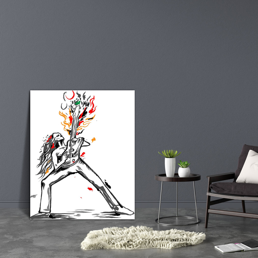 Rocker Guitarist Canvas Painting Synthetic Frame-Paintings MDF Framing-AFF_FR-IC 5003614 IC 5003614, Abstract Expressionism, Abstracts, Animated Cartoons, Art and Paintings, Black, Black and White, Caricature, Cartoons, Digital, Digital Art, Drawing, Entertainment, Festivals, Festivals and Occasions, Festive, Graphic, Illustrations, Music, Music and Dance, Music and Musical Instruments, Musical Instruments, Semi Abstract, Signs, Signs and Symbols, Sketches, Vintage, Metallic, rocker, guitarist, canvas, pain